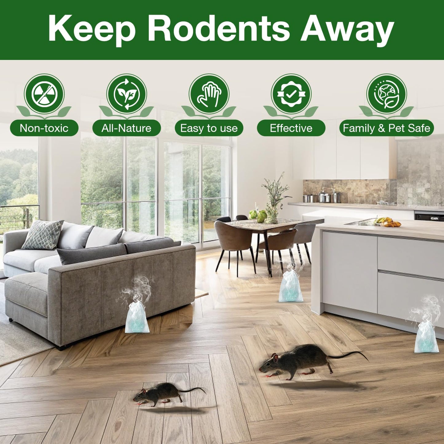 Mouse Rodent Repellent,25 Pack Peppermint Oil Mouse Traps for Rat Mice, Ant, Roach, Spider, Squirrel, Nature Mouse Deterrent for Indoor Outdoor Use, for Garden & Home, Family & Pet Safe 01