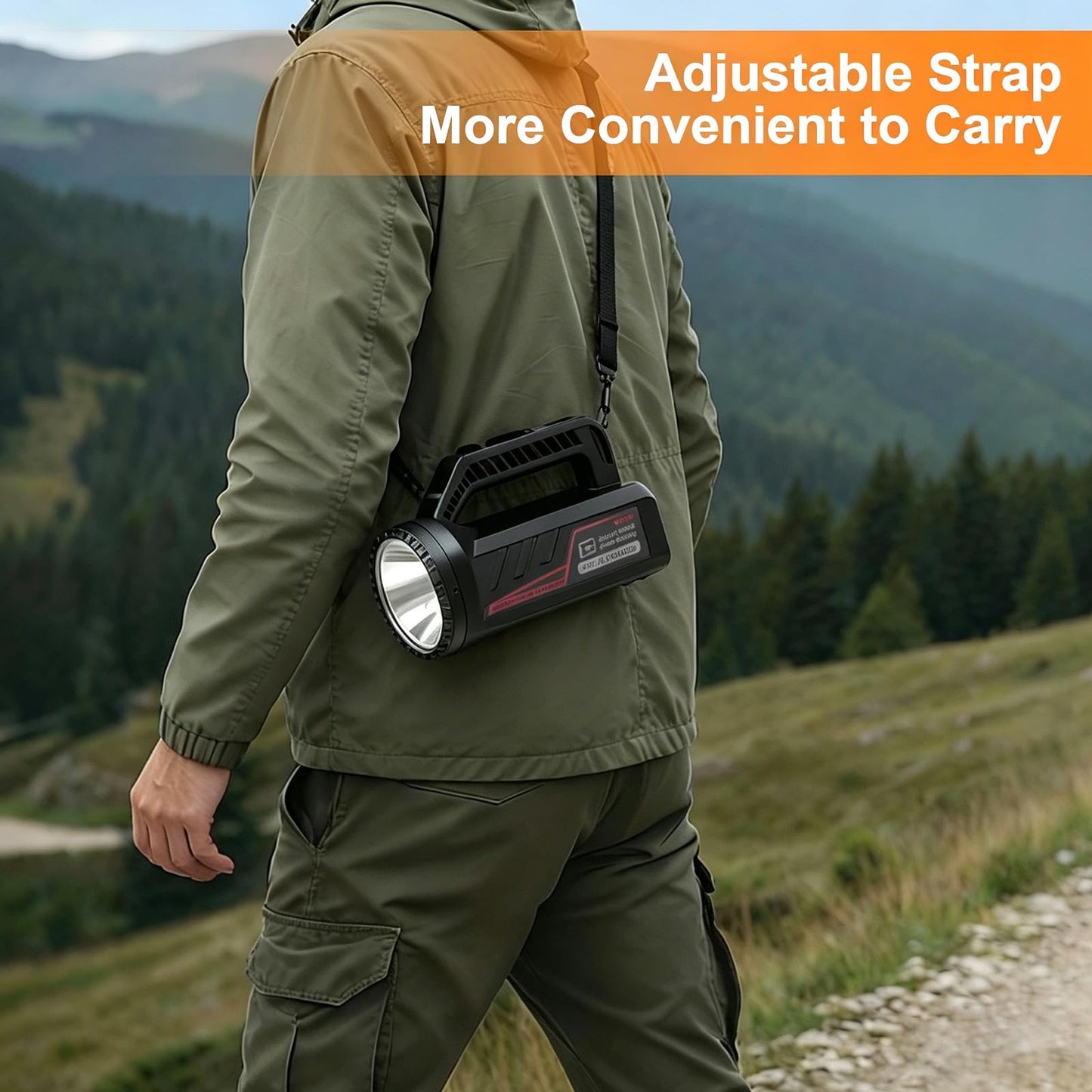 Rechargeable LED Spotlight Flashlight, Portable Camping Lantern 4800mAh, 7 Light Modes &Waterproof, Super Bright Handheld Spotlight for Hurricane Emergency, Outages, Camping, Hiking