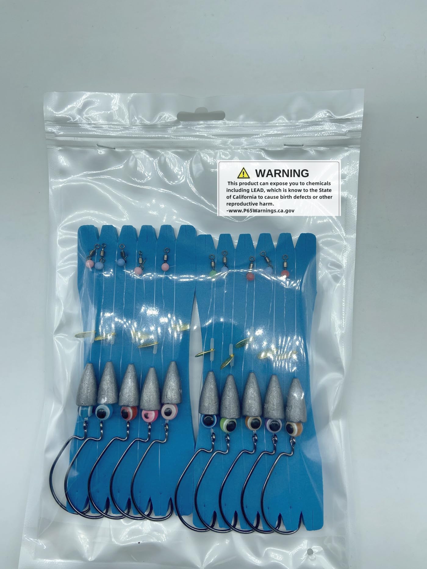 DAMIDEL 10Pcs Fishing Bullet Weights Texas Rigs Ready Kit,Worms, Sinker (10g/7g/5g), Worm Hooks, Carbon line,Spinner Blades，Eye Beads Bait, Fishing Bass Rig Saltwater Freshwater(10g)