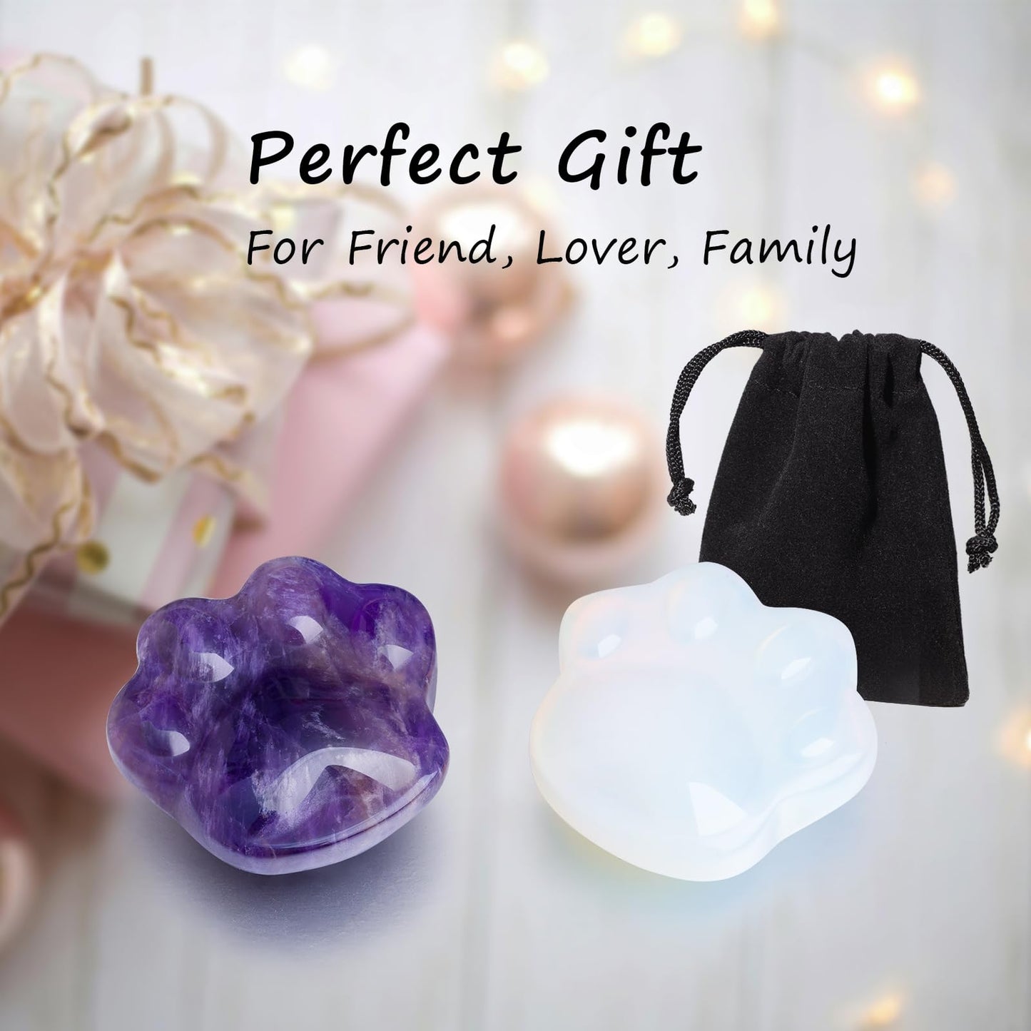 Cat Amethyst Crystals and Healing Stones, Natural Stone for Anxiety Relief, Emotional Balance & Positive Energy, Worry Stones for Stress Relief, Unique Gift for Crystal Cat Lovers Women Men (Amethyst)