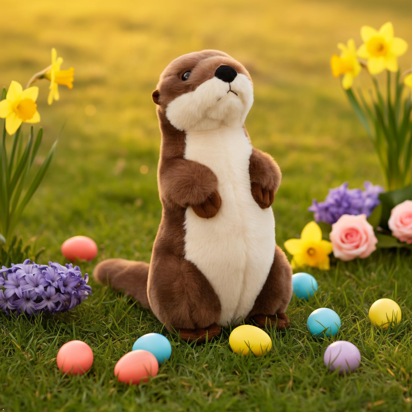 The Petting Zoo River Otter Stuffed Animal Standing, Gifts for Kids, Wild Onez Zoo Animals, River Otter Plush Toy 10 inches