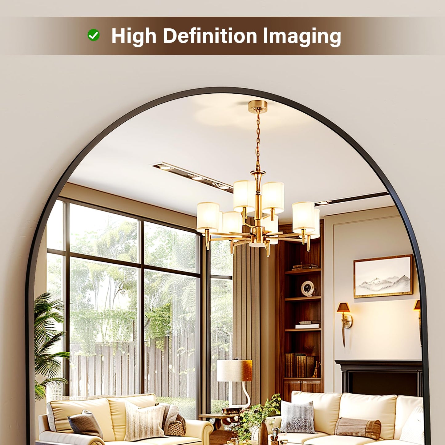 XRAMFY 56"x21" Arched Full Length Mirror Floor Mirrors with Aluminum Alloy Frame Free-Standing Wall Mounted Floor Mirrors or Large Dressing Mirror, Black Mirror Full Length