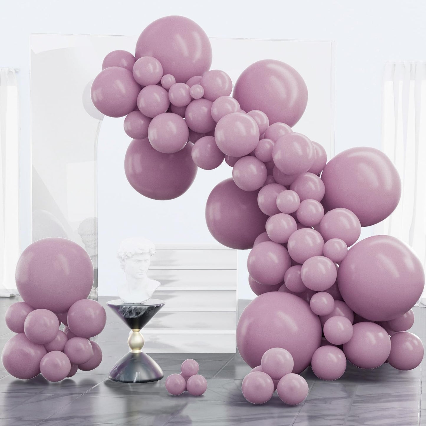 PartyWoo Dusty Purple Balloons 100pcs Different Sizes Pack of 18 12 10 5 Inch Lavender Boho Neutral Balloon Arch Kit for Baby Shower Graduation Butterfly Fairy Birthday Party Decorations Purple-F29