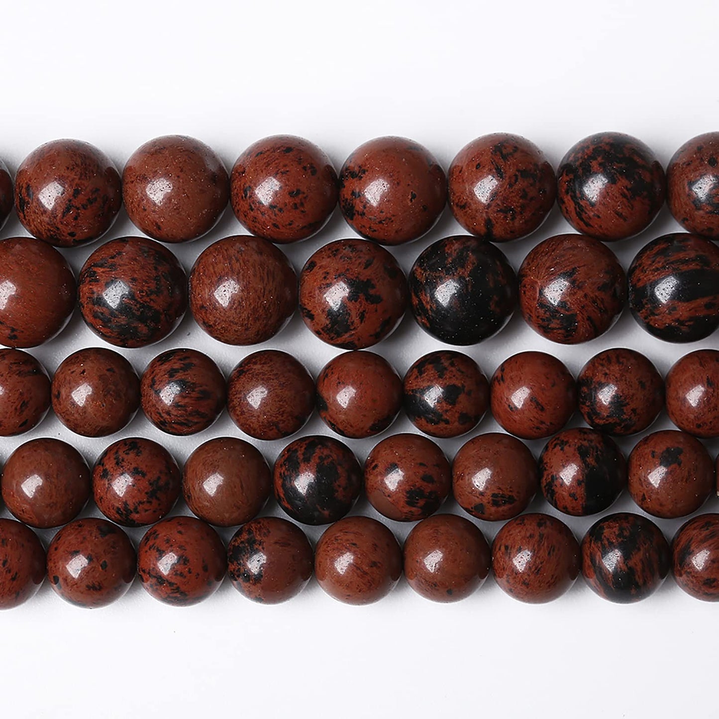 36PCS 10mm Natural Stone Mahogany Obsidian Beads for Jewelry Making Round Loose Spacer Beads DIY Bracelet Necklace (10mm, Mahogany Obsidian Beads)