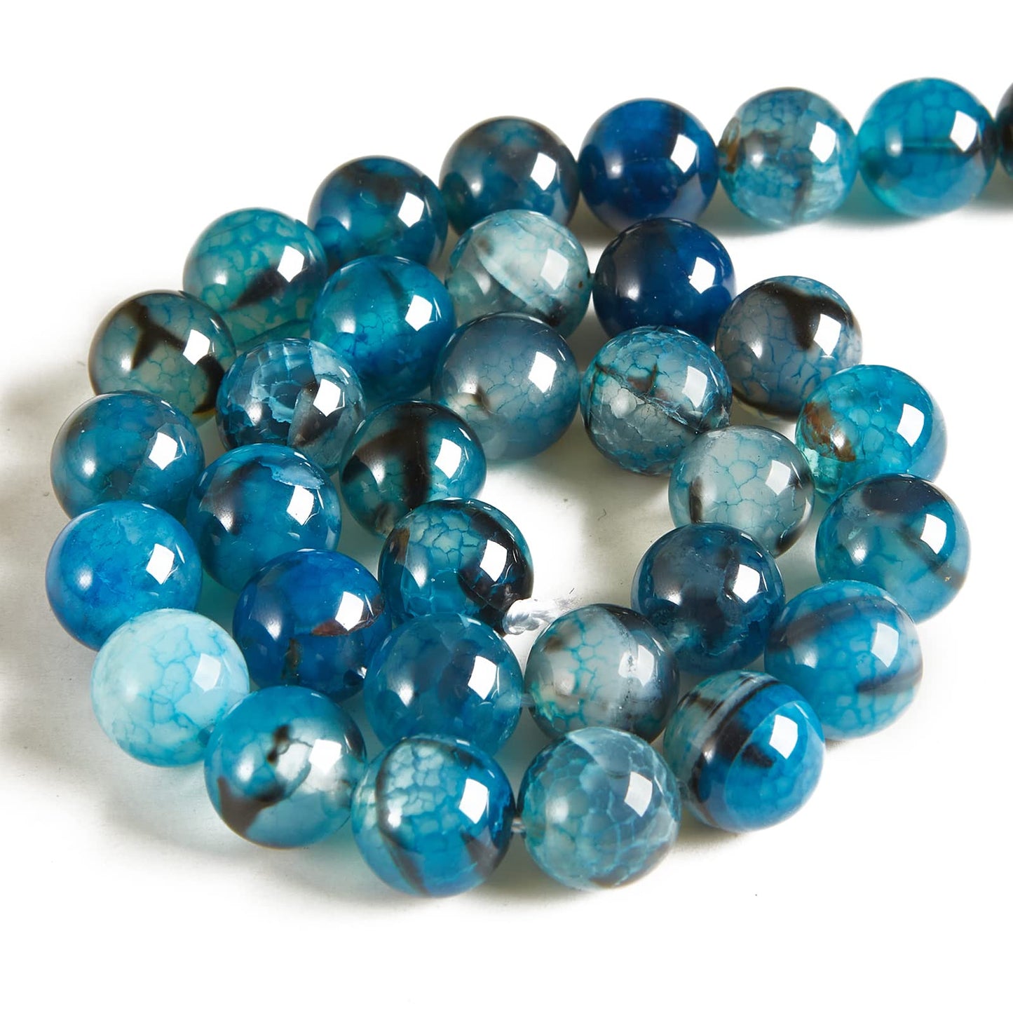 100pcs 8mm Blue Dragon Vein Agate Beads Natural Gemstone Beads Round Loose Beads for Jewelry Making