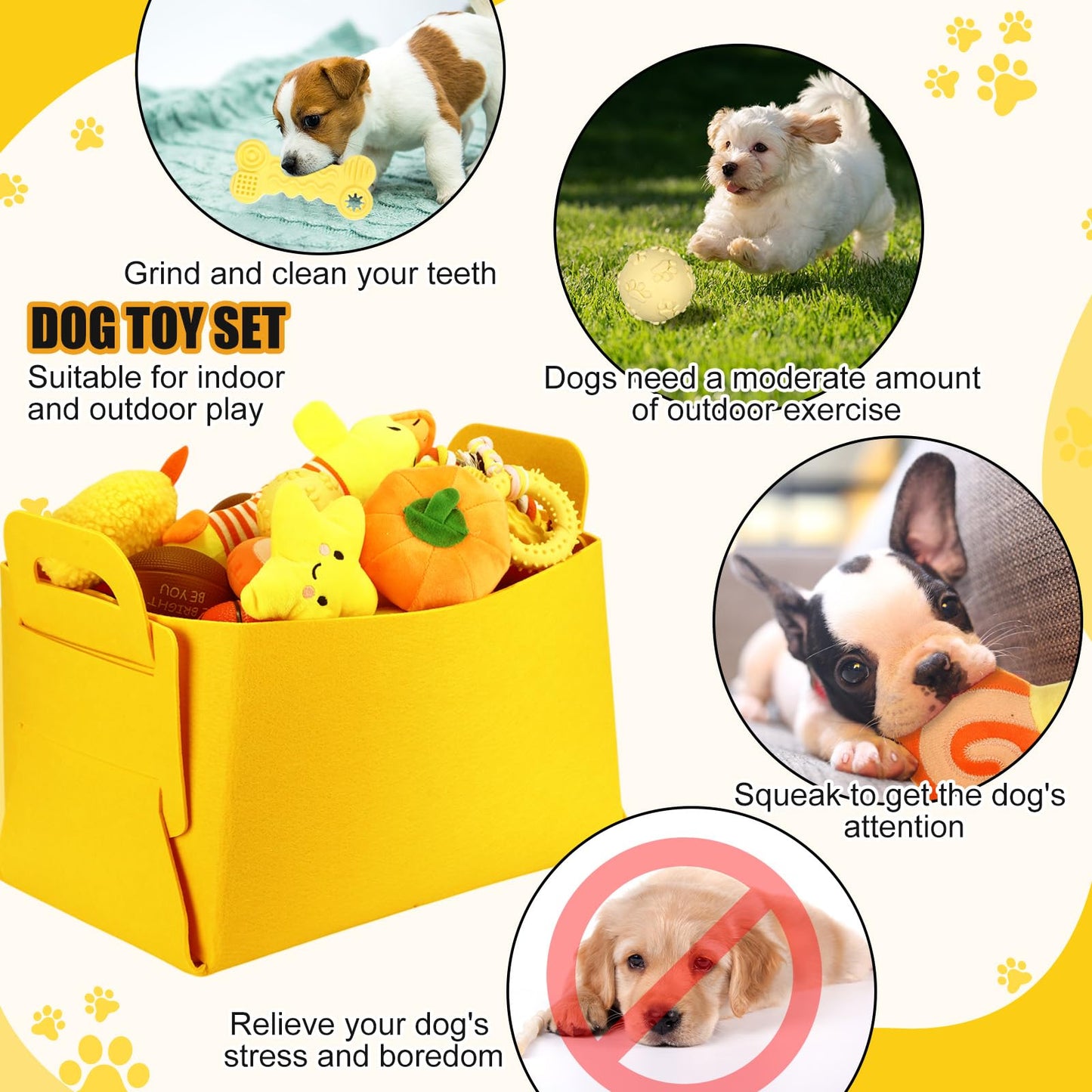 Abbylike 50 Pcs Puppy Supplies Starter Kit for Small Dogs Puppy Essentials Includes Leash, Bowls, Teeth Brushes, Water Bottle, and More Accessories for Dogs Pet Day Welcome Gift(Yellow)