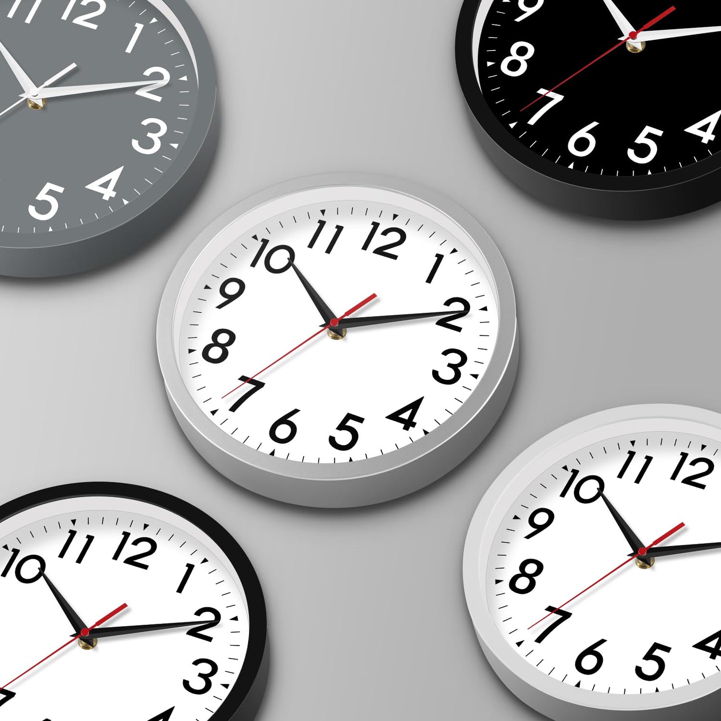 DAXSMY 12 Inch Wall Clock Silent Non-Ticking Battery Operated Analog Clock Decorative for Office Kitchen Outdoor Living Room Classroom Bedroom Bathroom School(Black)