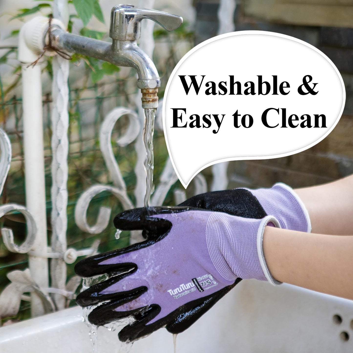 HandLove Gardening Gloves for Women, 6 Pairs, Hyaluronic Acid Moisturizing Gloves, Breathable Nitrile-Coated Grip, Latex-Free Touchscreen, for Weeding, Planting & Yard Work, Medium, Blue&Purple