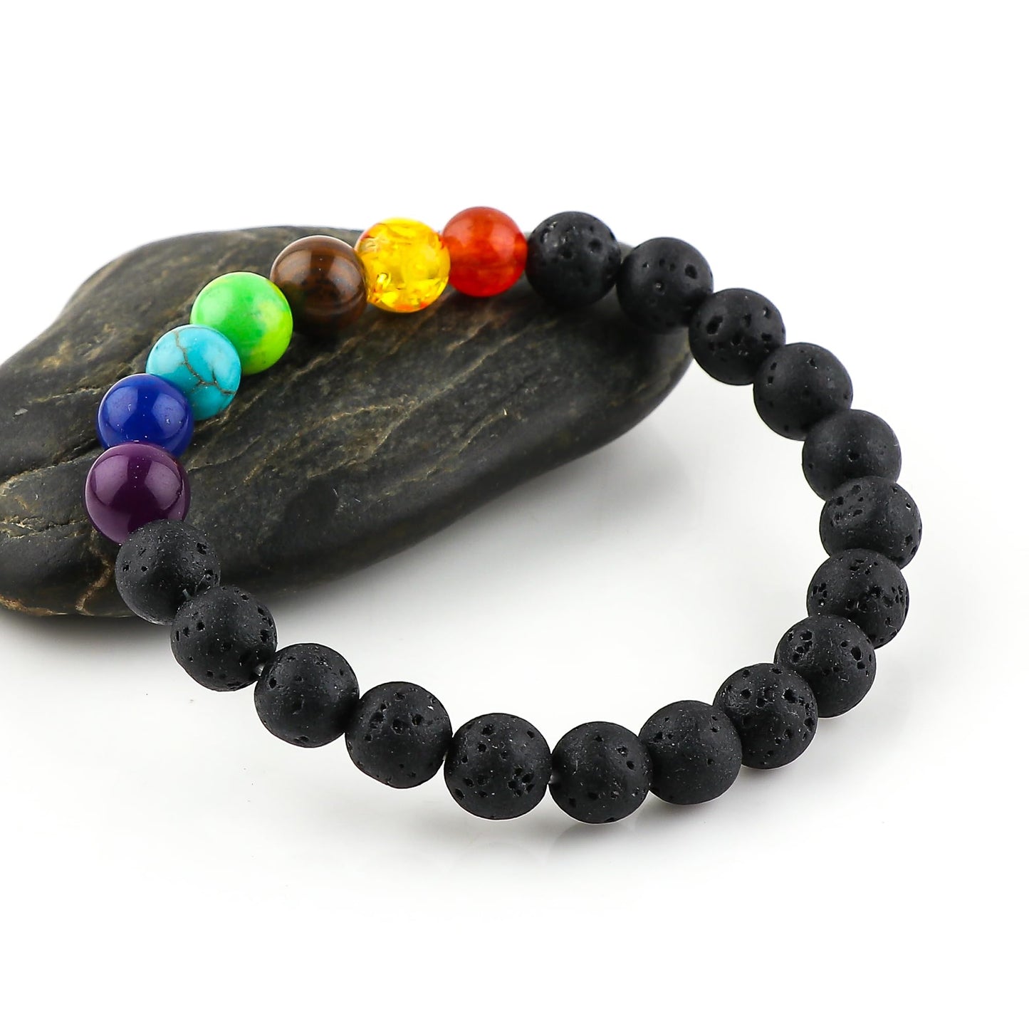 CRYSTALIS 7 Chakra Charged Stones Bracelet, Essential Oil Aromatherapy Mix Crystals Bracelet, Zodiac, Spiritual Jewelry - 8mm Beaded Bracelet for Women Men Unisex - Elastic Adjustable Size