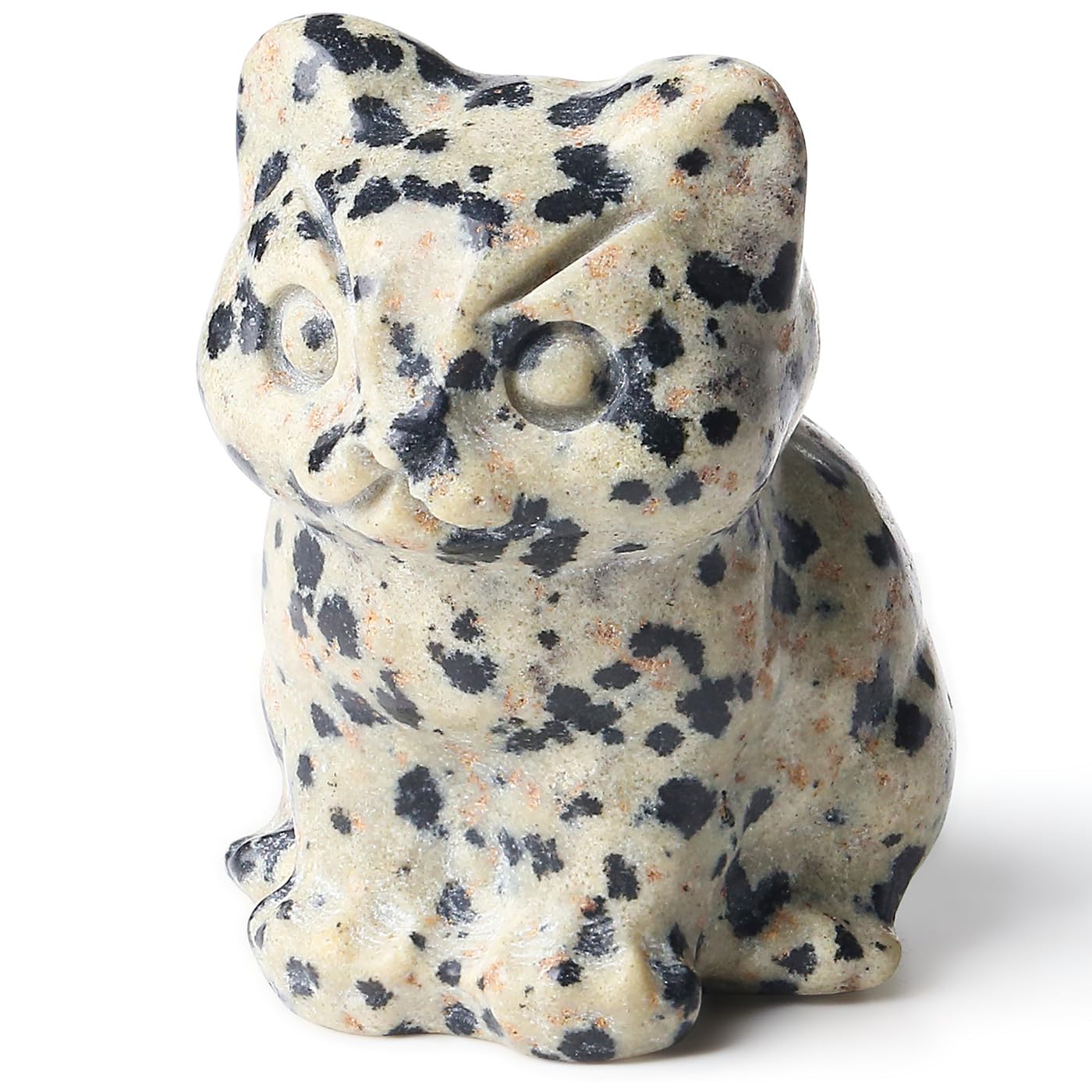 DUQGUHO Dalmatian Jasper Cat Gifts Decor Cat Crystals Figurines Gifts for Women Lucky Cute Cat Statue Room Desk Decor for Women Men 1PC