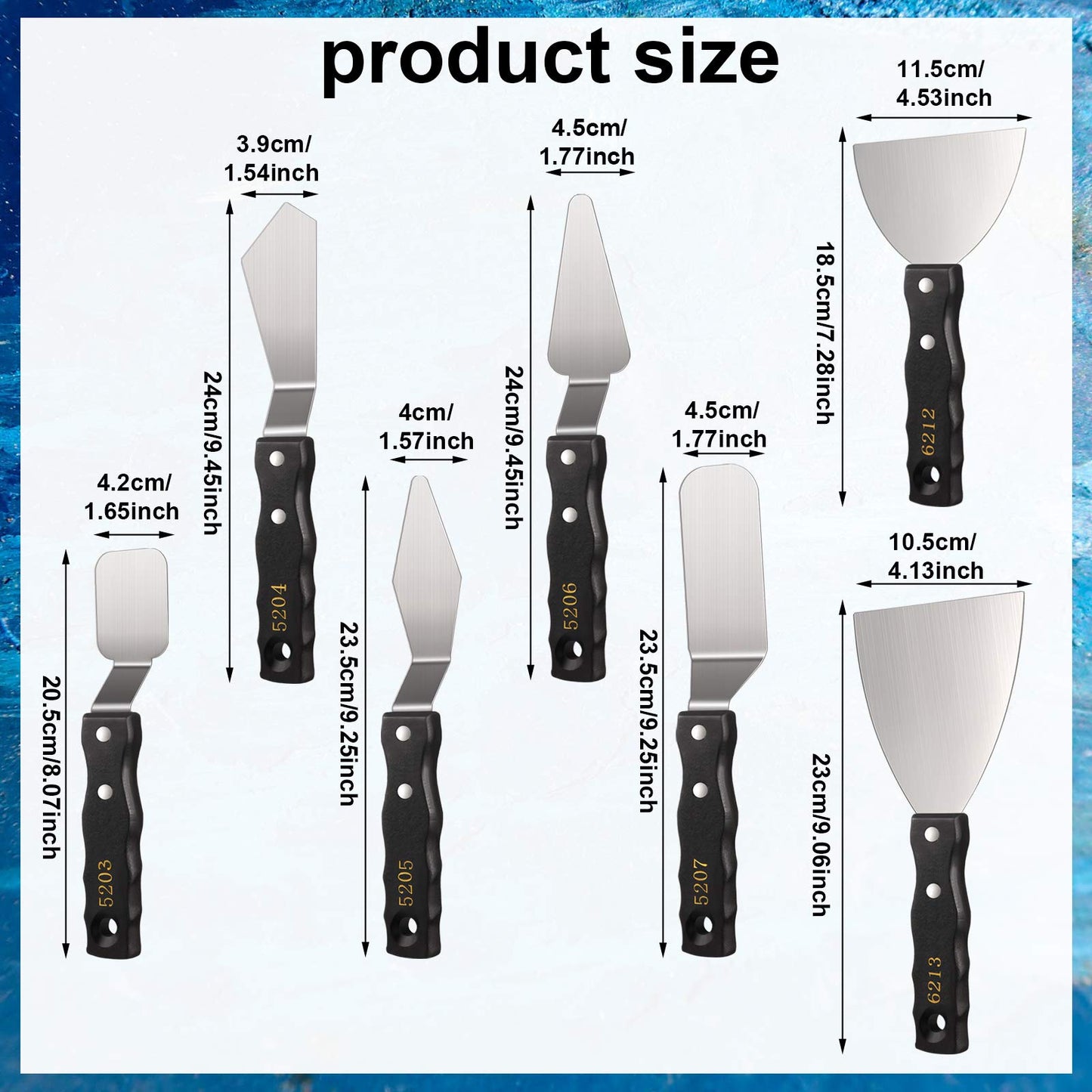 7 Pieces Large Painting Knives Stainless Steel Spatula Palette Knife Painting Mixing Scrapers Oil Painting Accessories Pallet Knife Set for Color Mixing Acrylic Mixing Supplies