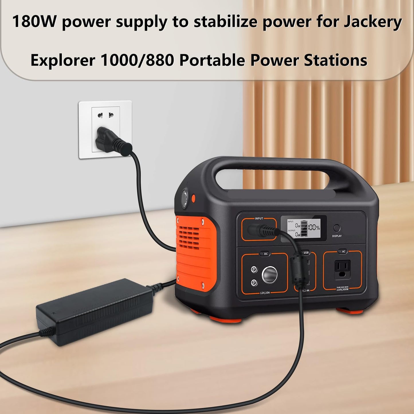 24V 180W Charger for jackery 1000 880 Power Supply Cables Compatible with Jackery Explorer 1000 E1000 880 E880 Portable Power Station Solar Generator, Replacement KA18024075-6C AC Adapter