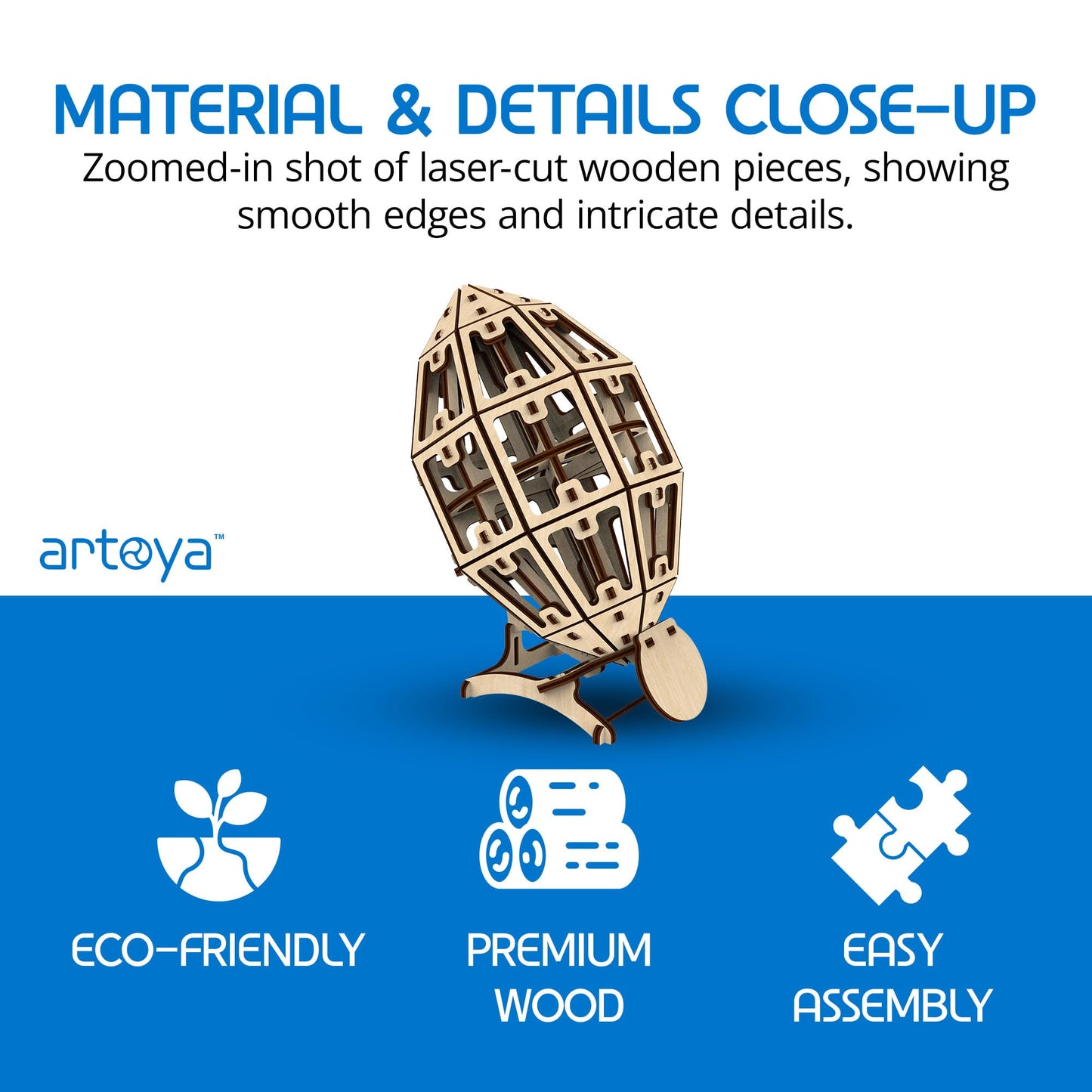 Artoya 3D Wooden Puzzle Football Ball - Model Kits, 3D Puzzles for Adults, DIY Kits for Adults, Wooden Models, Football Gift, Arts and Crafts, Building Set (Plain)