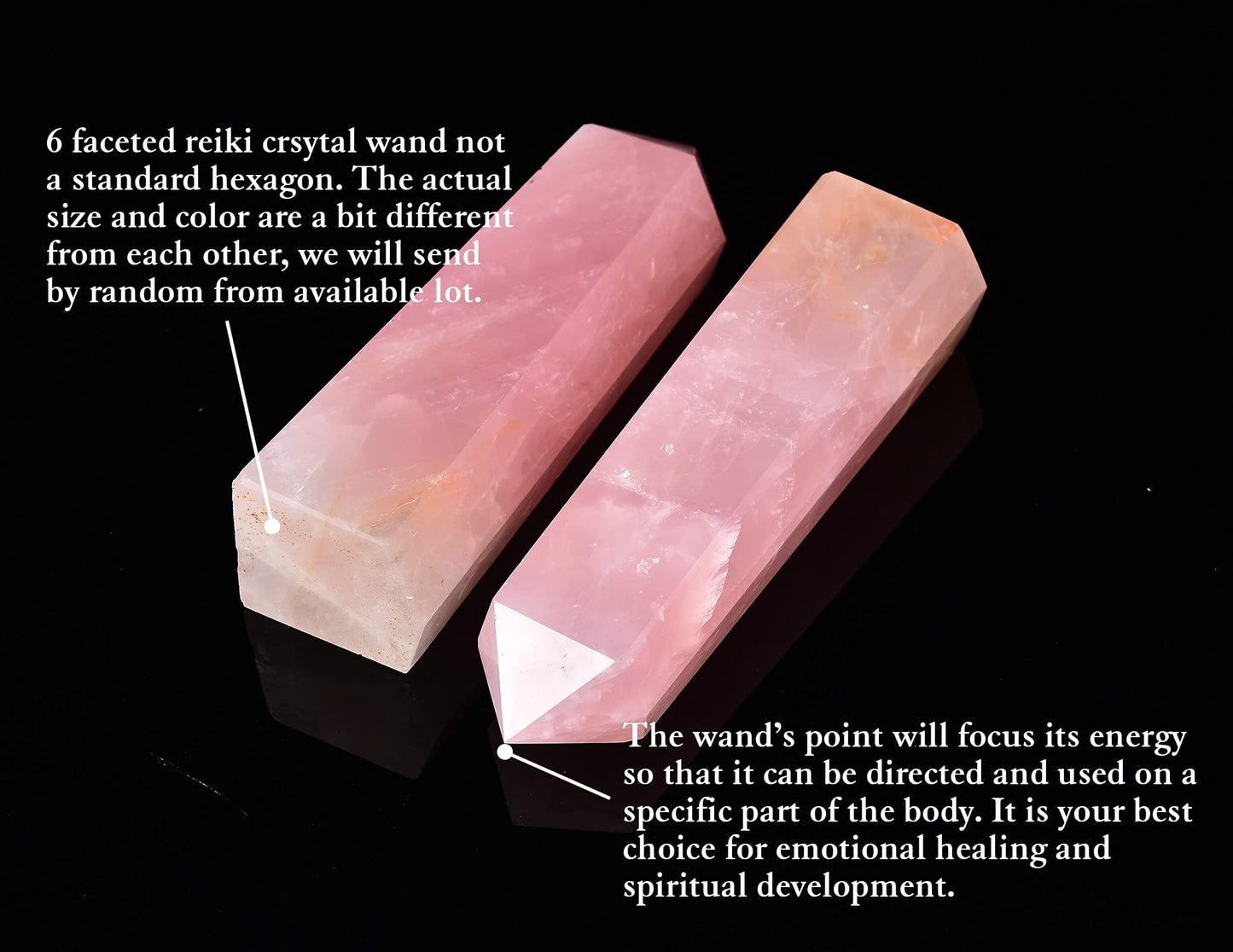 AMOYSTONE Rose Quartz Obelisk Large Healing Crystal Wand Tower 6 Faceted Column Reiki Chakra Meditation Therapy Pink 0.6-1.1 LBS