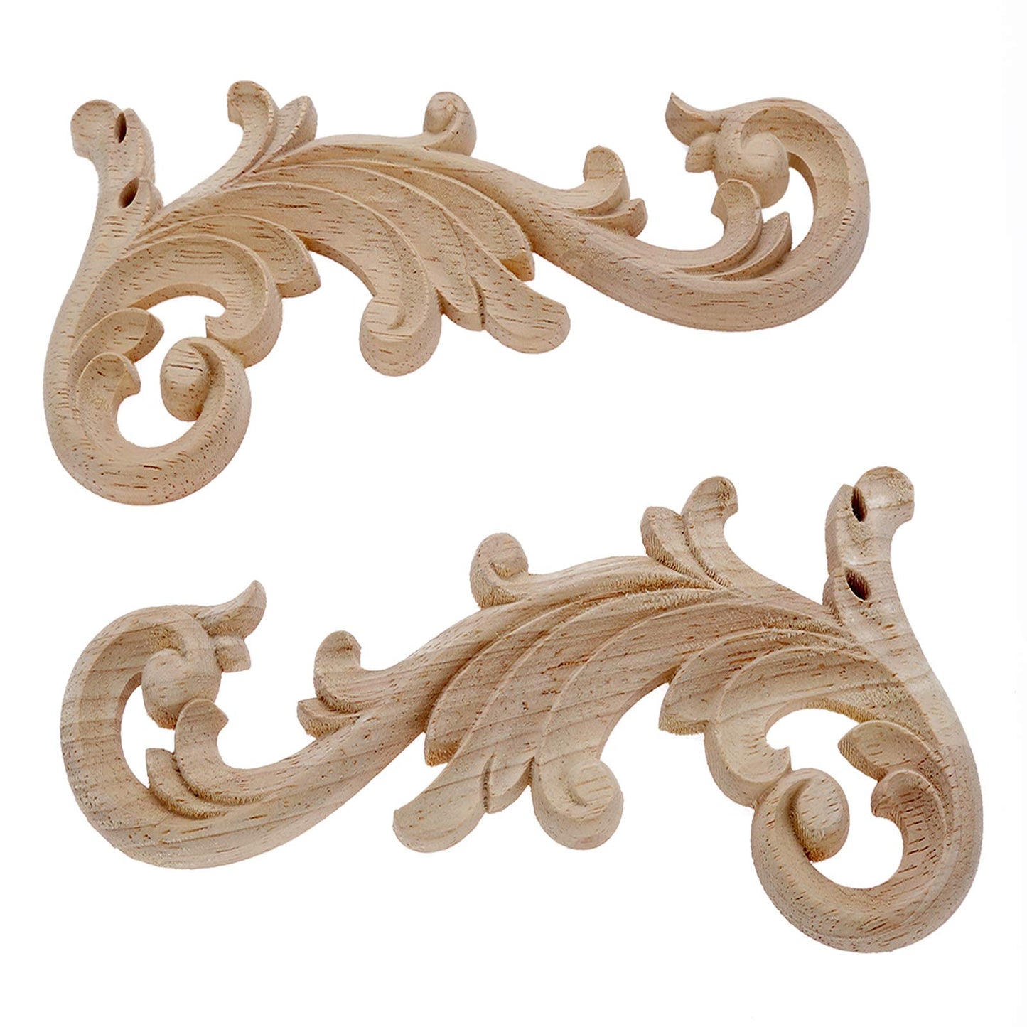 MUXSAM 2-Pair Clear Carved Wood Appliques Onlay, 20x9cm/7.87x3.54inch, Door Decorative Excellent Funiture Decal Sticker for Cabinet Drawer Window Dresser