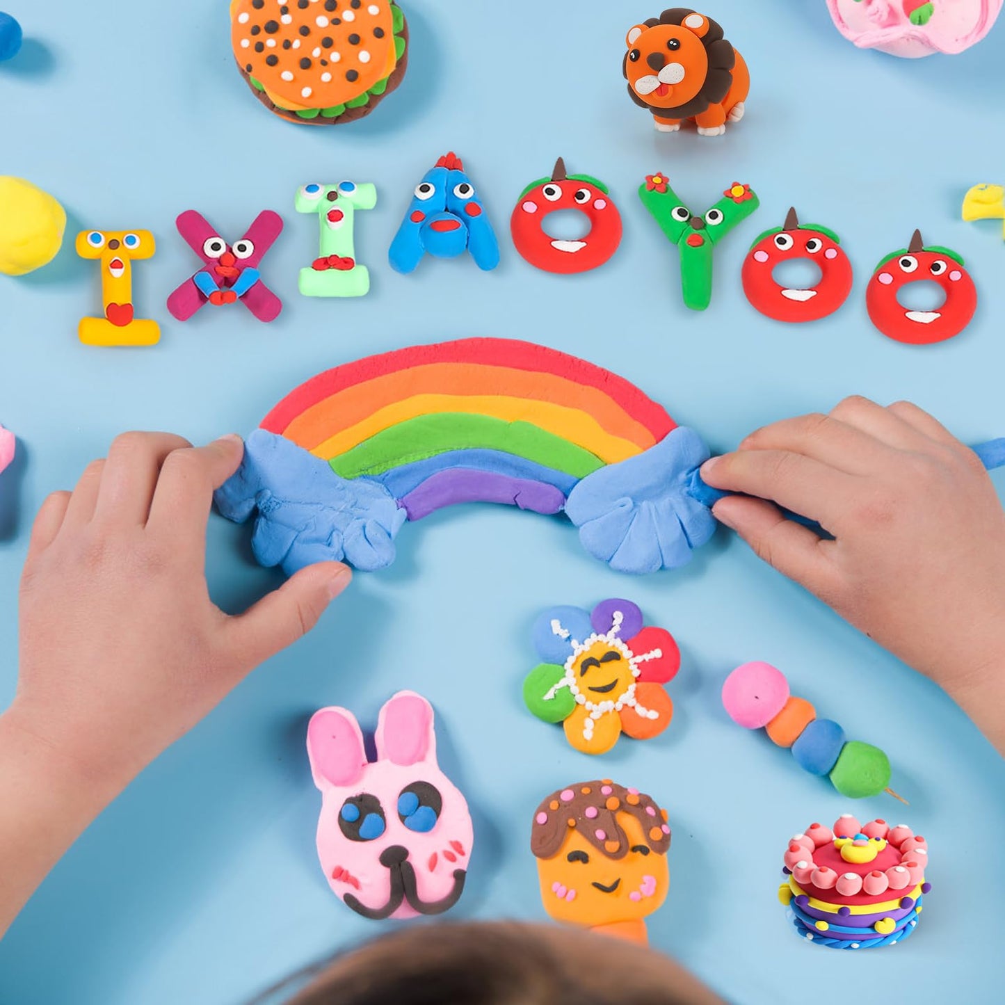 Ixiaoyoo Air Dry Clay for Kids, 158 Colors Modeling Clay Kit, DIY Model Toys with Sculpting Tools, School Arts & Crafts Set, Safe & Non-Toxic, Birthday & Christmas Gifts for Boys Girls Ages 3-12
