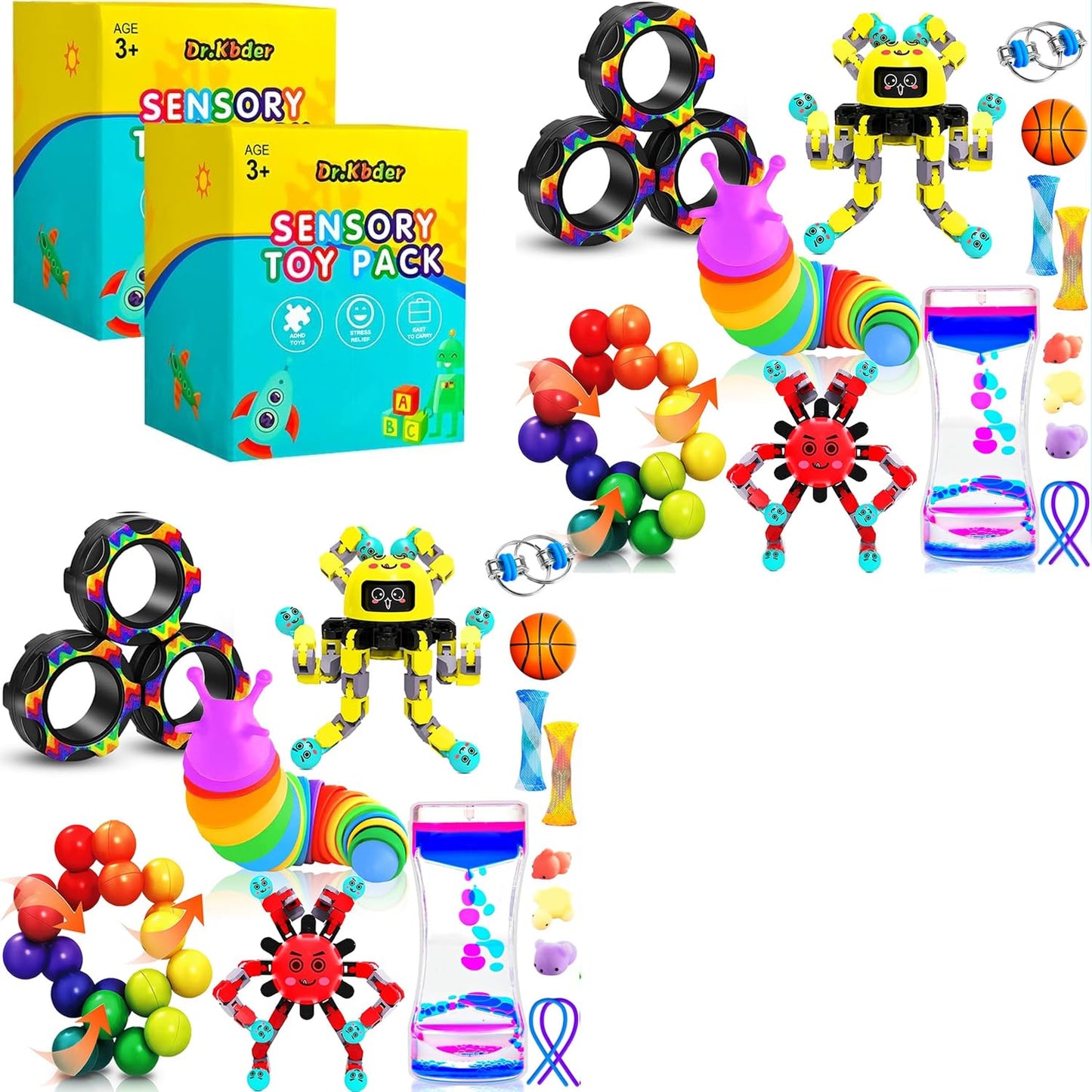 30Pack Fidget Toys Bulk for Adult Kids Age 5-7, 8-12, Sensory Autism Travel Must Have ADHD Autistic Figette Classroom Treasure Prize Box School Must Have Stress Anxiety Easter Basket Stuffers Gifts