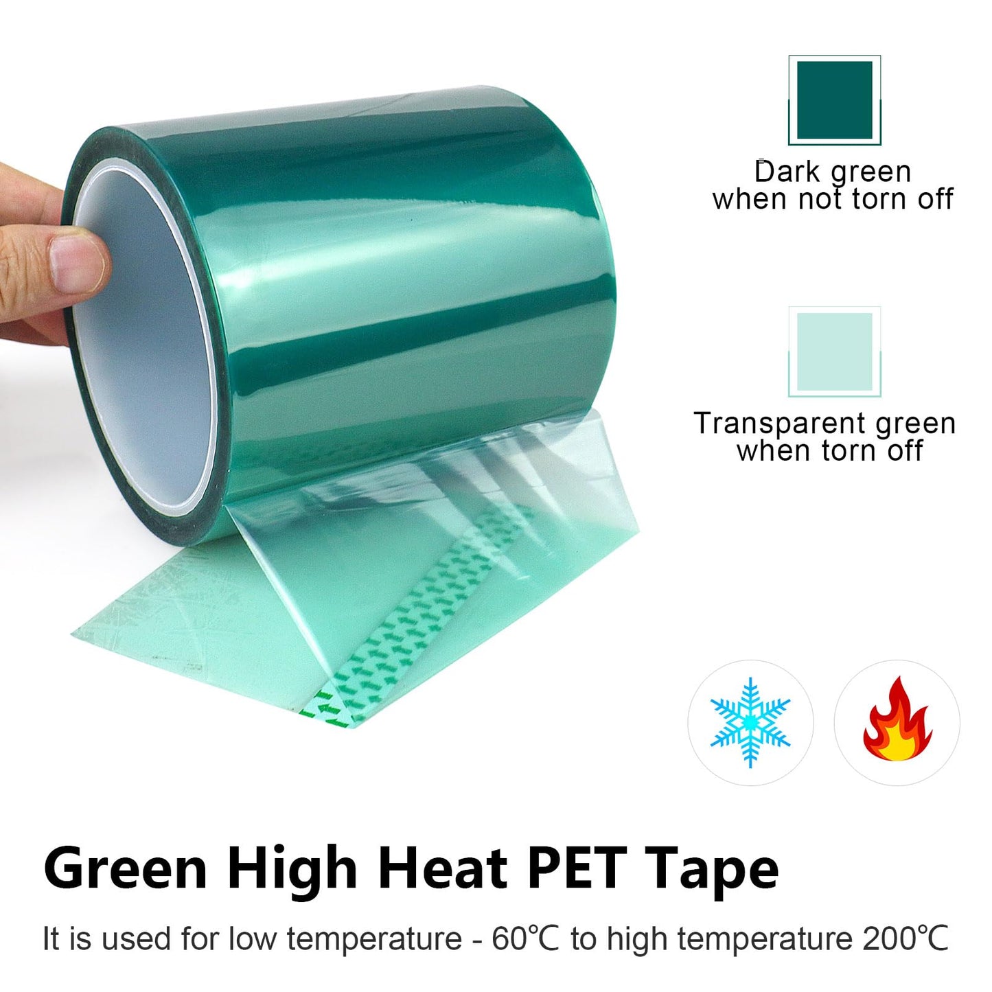 BOMEI PACK High Temp Tape, High Temperature Masking Tape, 4 inches x 108 Feet, Heat Resistant, Epoxy Release Tape, Ideal for Painting, Powder Coating, Circuit Boards