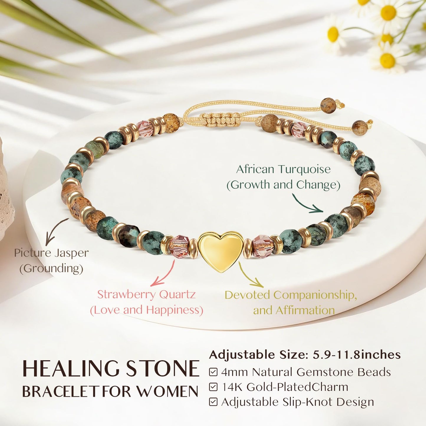 ZOKCC Mothers Day Bracelet Gifts for Mom: Healing Natural Stone Beads Bracelets Thinking of you Get Well Gift for Mother - Inspirational Birthday Christmas Gifts for Mom Mama