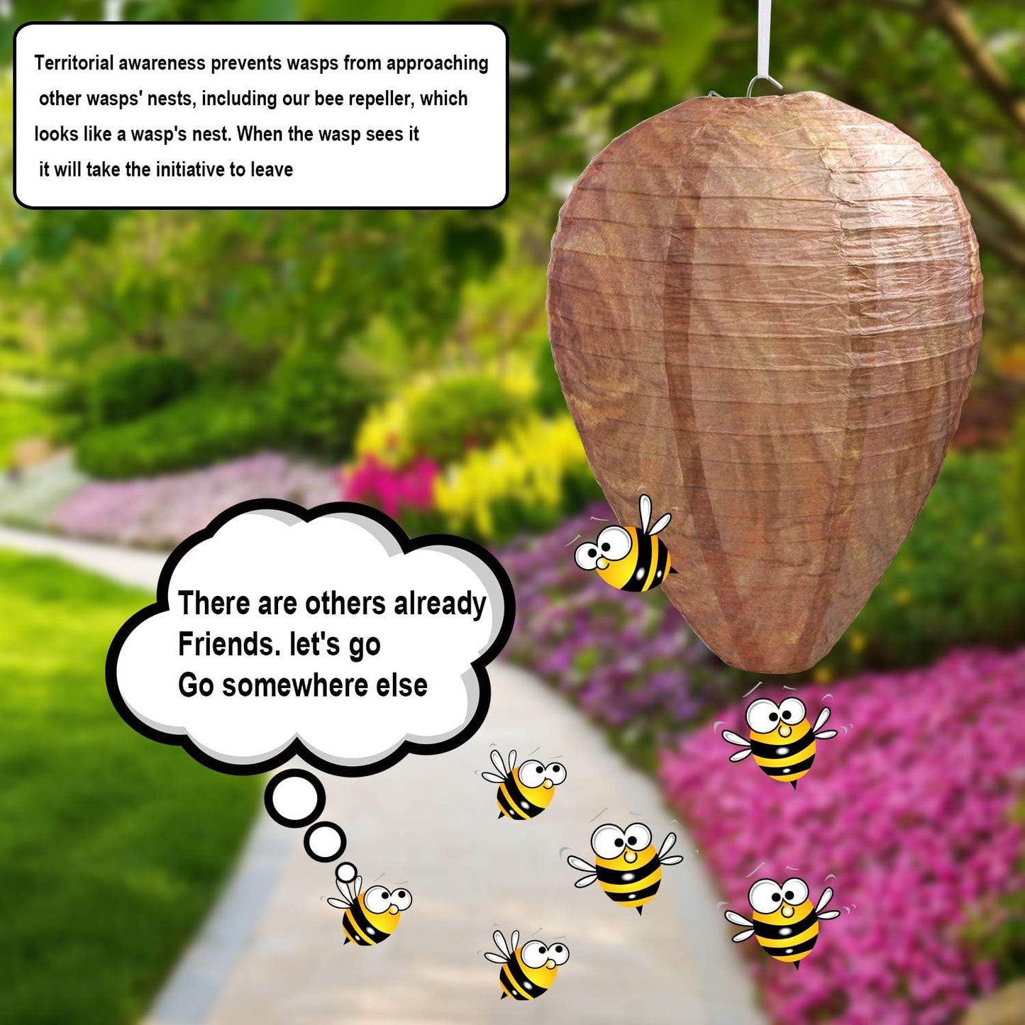 DECYOOL 6 Pack Paper Wasp Nest Decoy Hanging Wasp Deterrent for Hornets Yellow Jackets