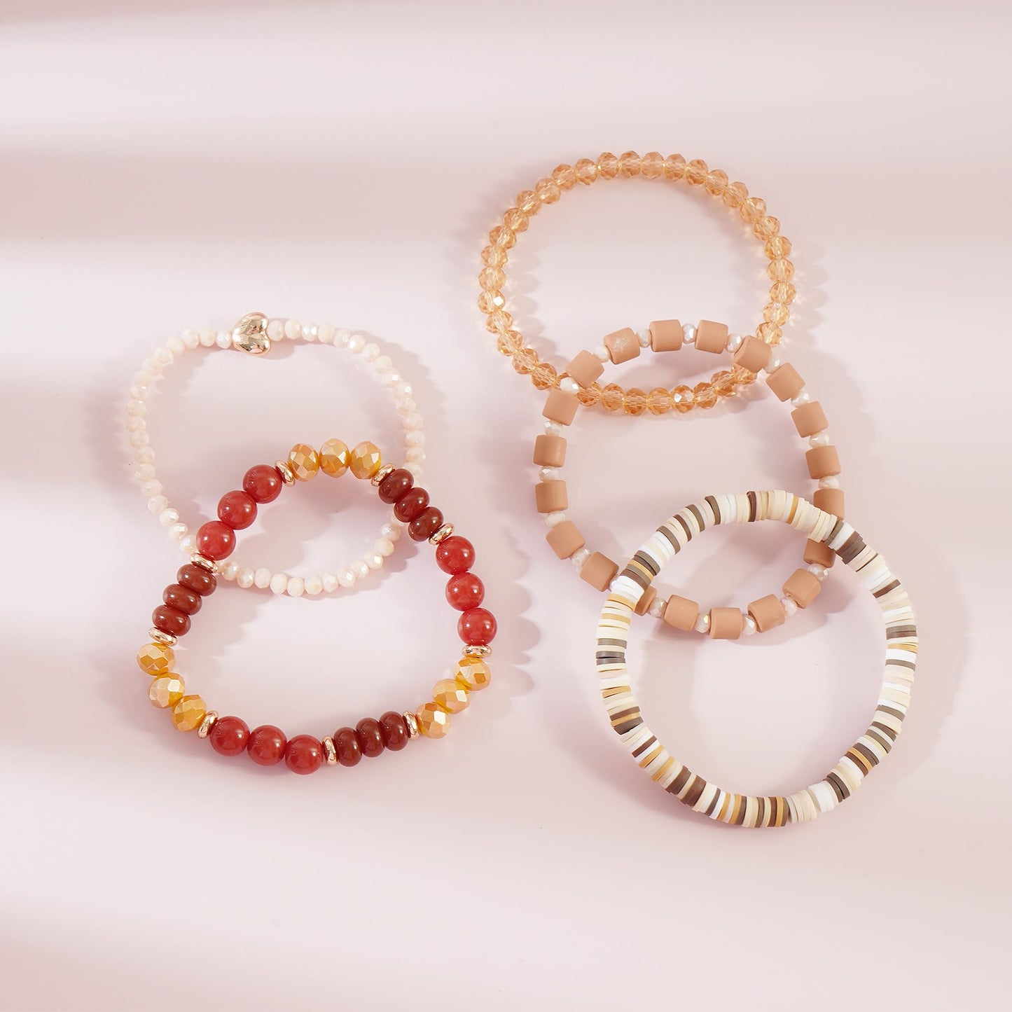 RISHEGAE Crystal Heishi Beaded Bracelet for Women Stackable Bracelet Layering Friendship Summer Stretch Bracelets for Women