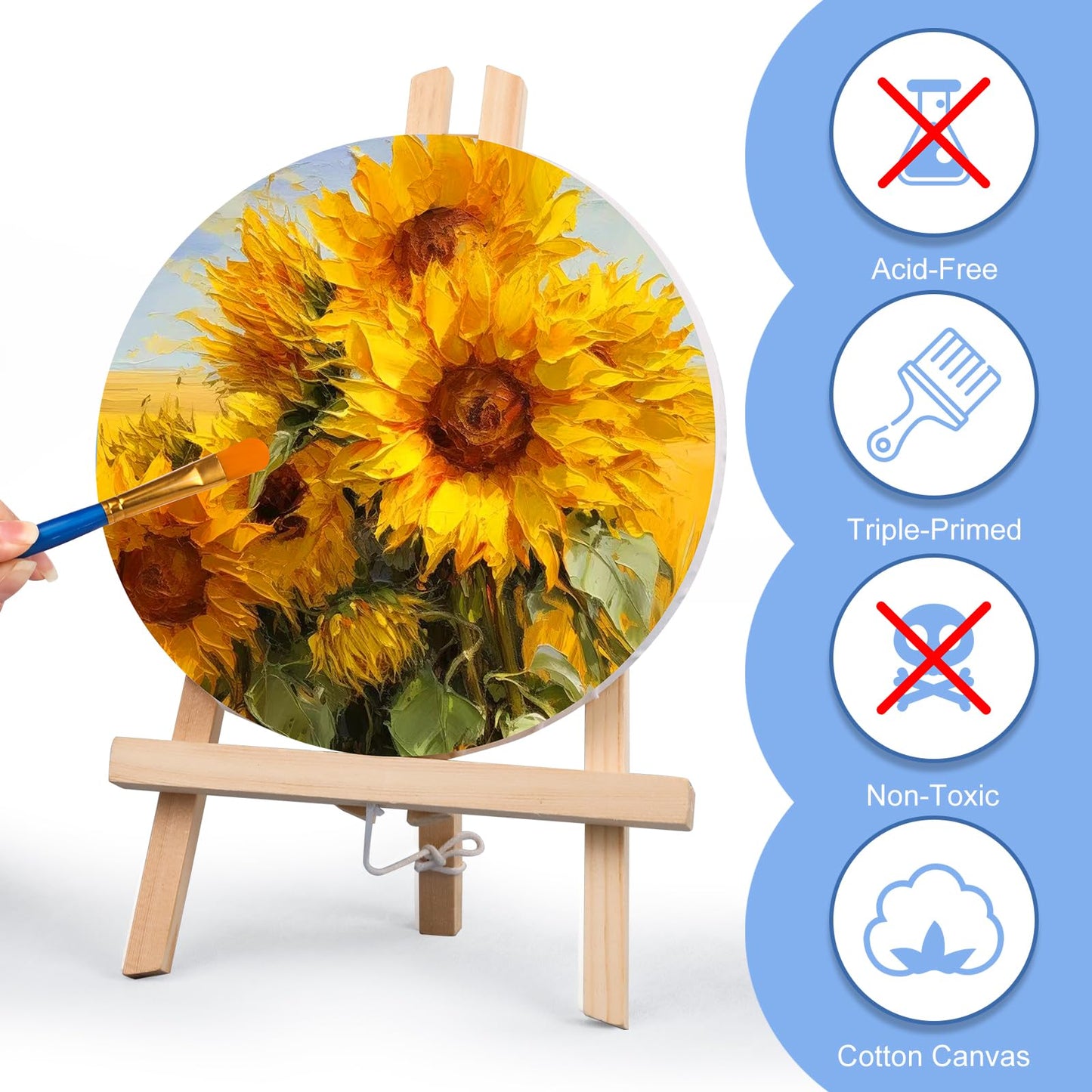 ESRICH 12 Pack Stretched Canvas for Painting, 4x4, 5x7, 8x10, 10x12, 12x16(2 of Each), Round Canvas with 8x8, 12x12(1 of Each), Blank Canvases Primed Paint Canvas for Beginners, Artists.