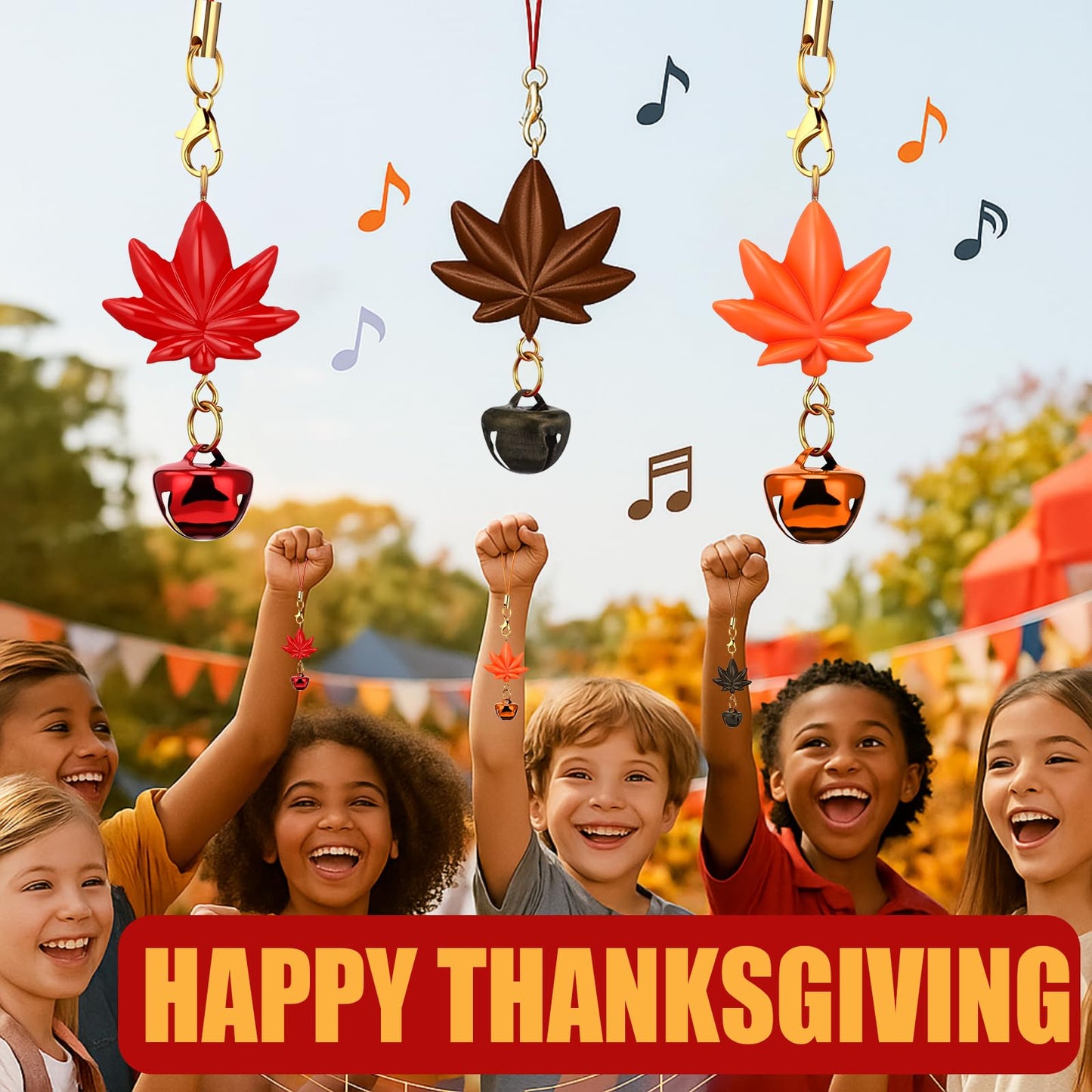 Huquary 24 Set Thanksgiving Bulk Gifts Jingle Bell Maple Keychains with Fall Bookmarks Fall Purse Jingle Bell Charms Leaf Charms Friendsgiving Party Favor Customer for Coworker Church Book Club