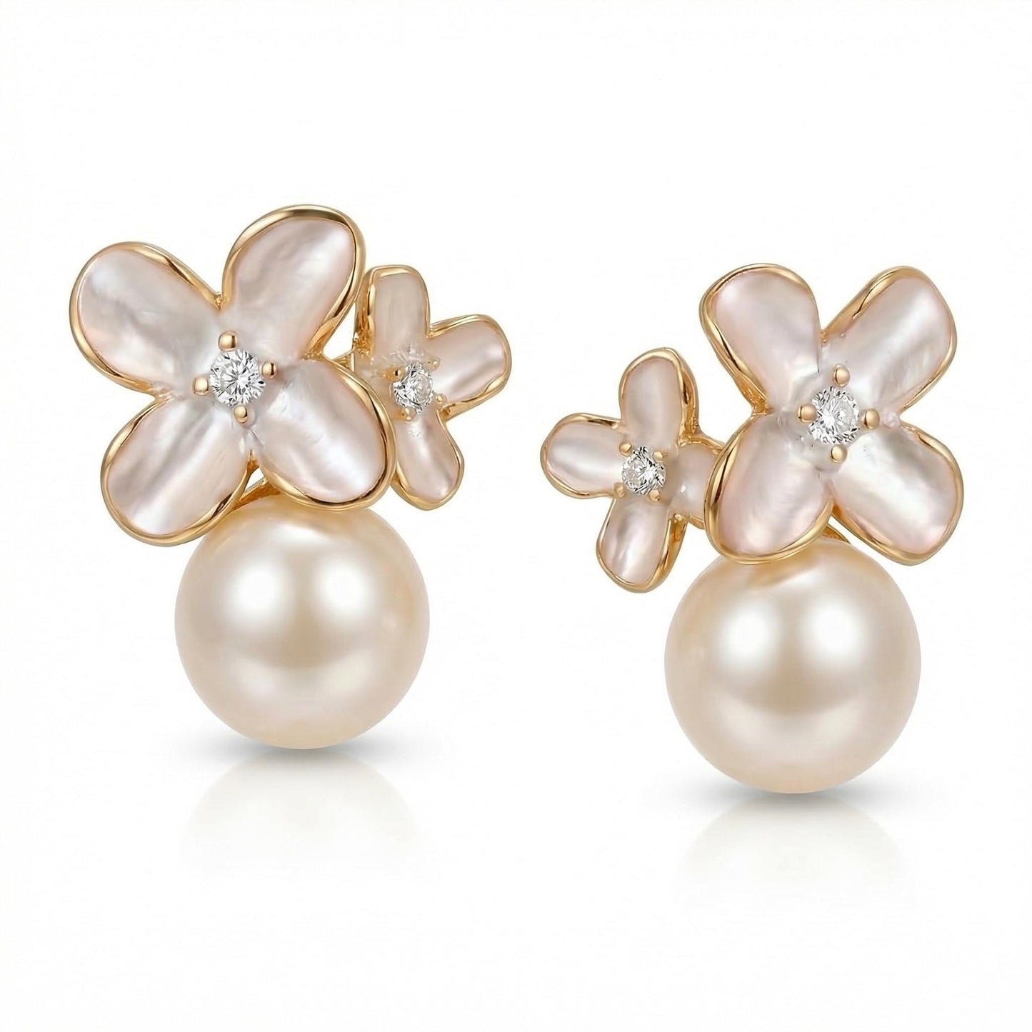 Pearl Earrings Natural Freshwater Cultured Pearl Stud Earrings for Women, 18K Gold Plated, Genuine 925 Sterling Silver, Hypoallergenic, Elegant Jewelry Gift for Sensitive Ears