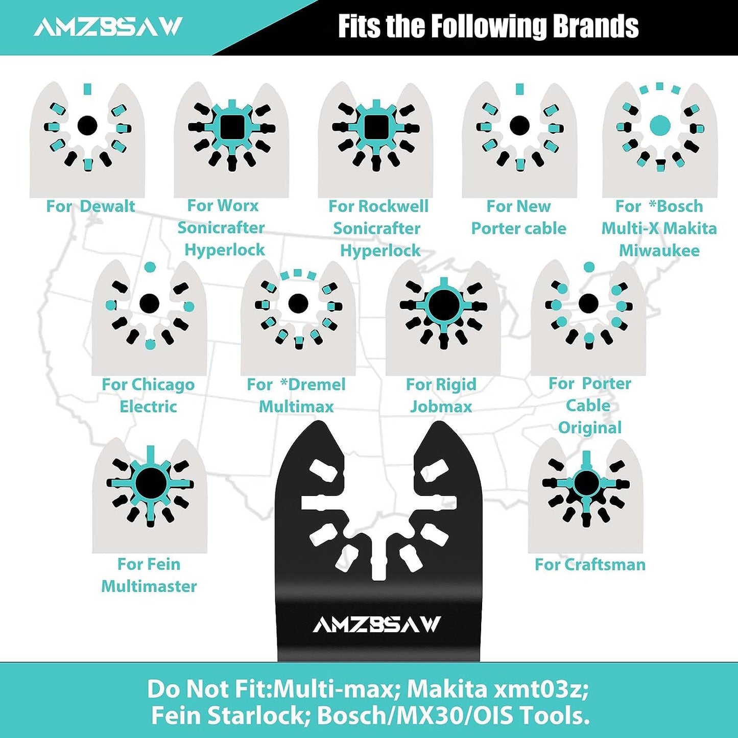 AMZBSAW 22PCS Titanium Oscillating Multitool Blades Metal Cutting, Universal Saw Blades for Metal Nails Hard Material and Wood Plastic, Multi Tool Blades Kits Fit Dewalt Bosch Milwaukee Ryobi