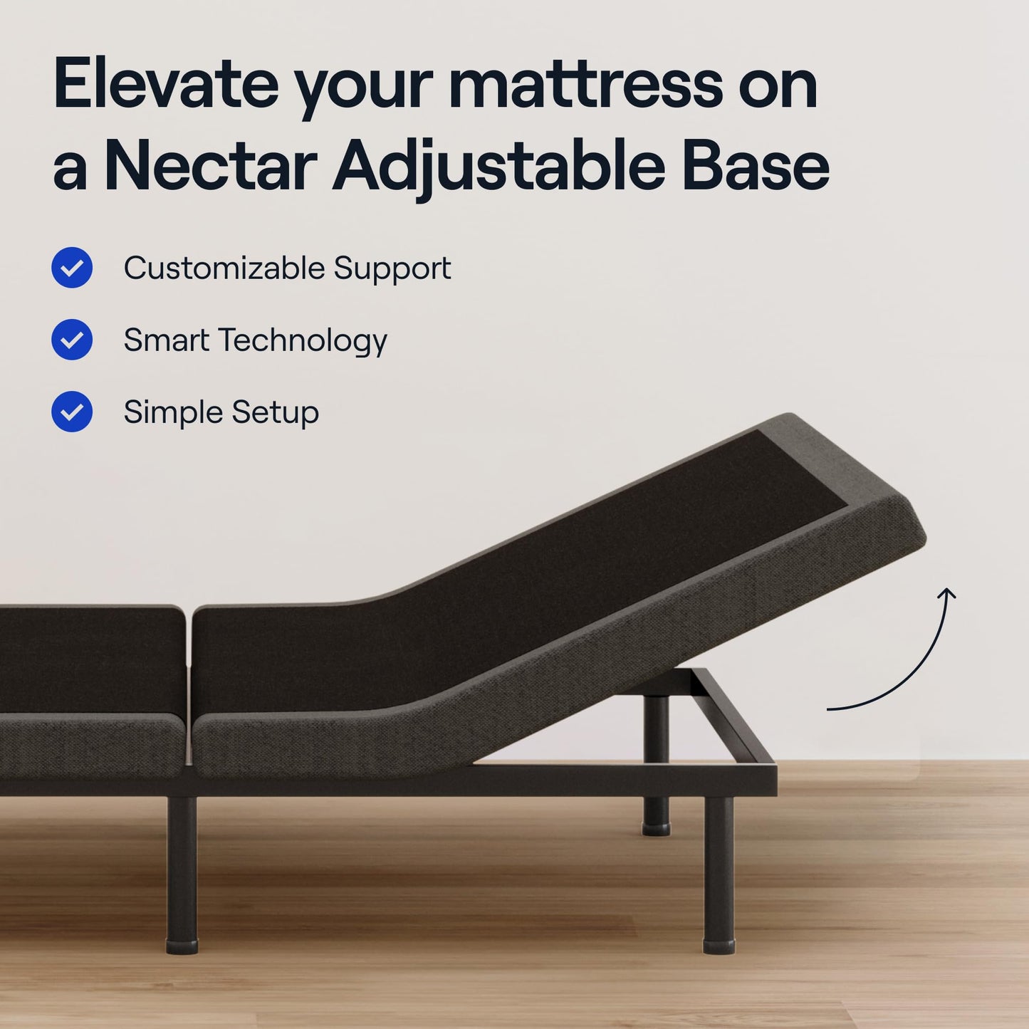 Nectar Premier Adjustable Base - Queen - Head & Foot Incline - Wireless Remote with Memory- 3 Massage Settings - 4 USB Ports - Anti-Snore & Zero Gravity