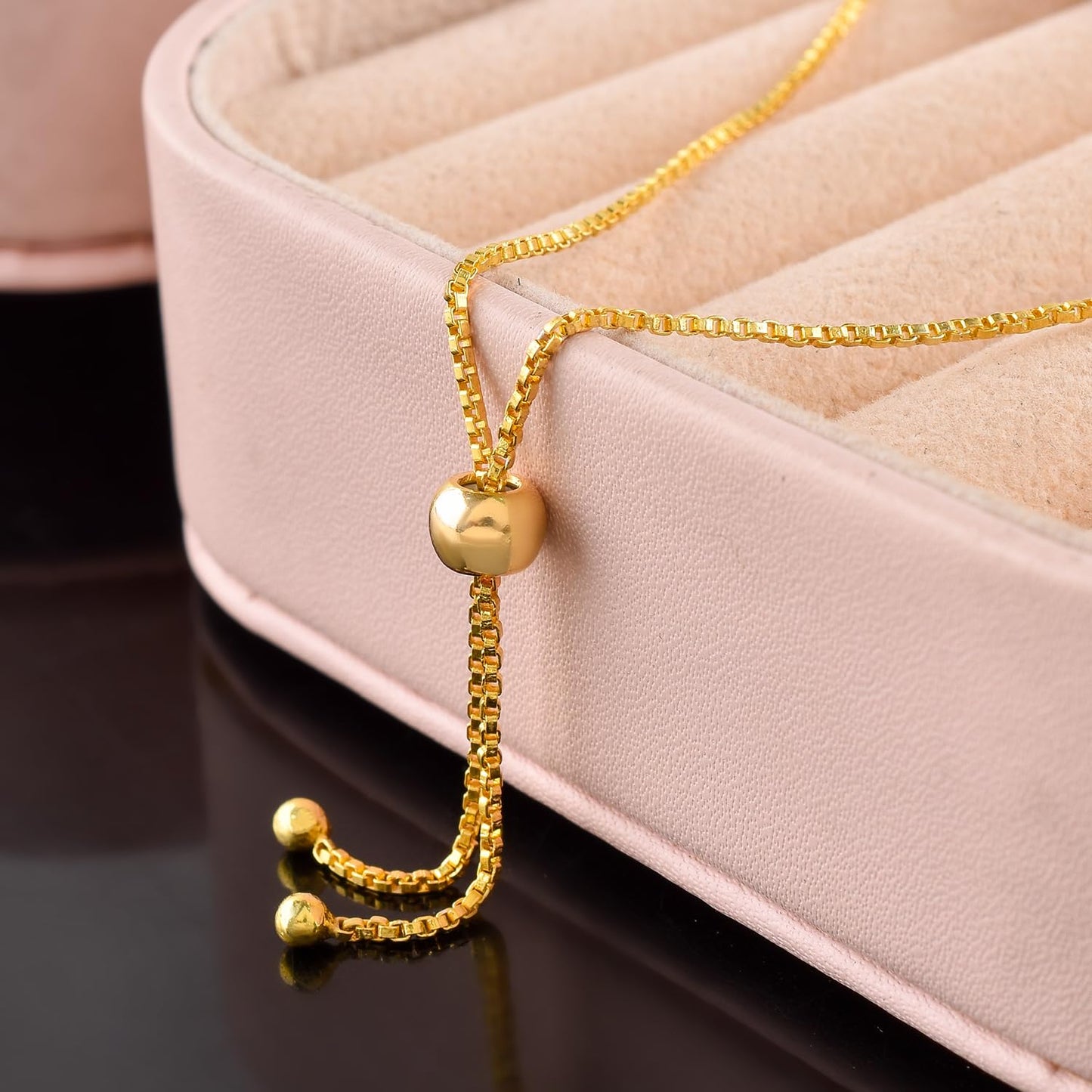 InfinityGemsArt Malachite Bracelets For Women, Natural Birthstone Jewelry, Micro Green Beads Beaded Stone Bolo Slider Crystals Gemstones, 14K Gold Plated Adjustable Chain, Valentines Day Gifts For Her