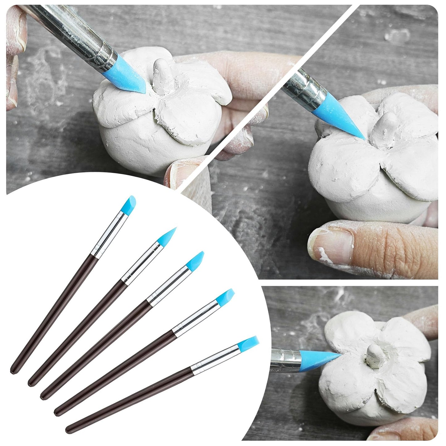 EIGTWEN 100ml Air Dry Clay Glaze and 29pcs Clay tools kit, Gloss Clay Varnish Protects Clay from Surface Wear, Pottery Tools Can be Used for Stippling, Carving, Molding, and Shaping Clay Crafts(Gloss)