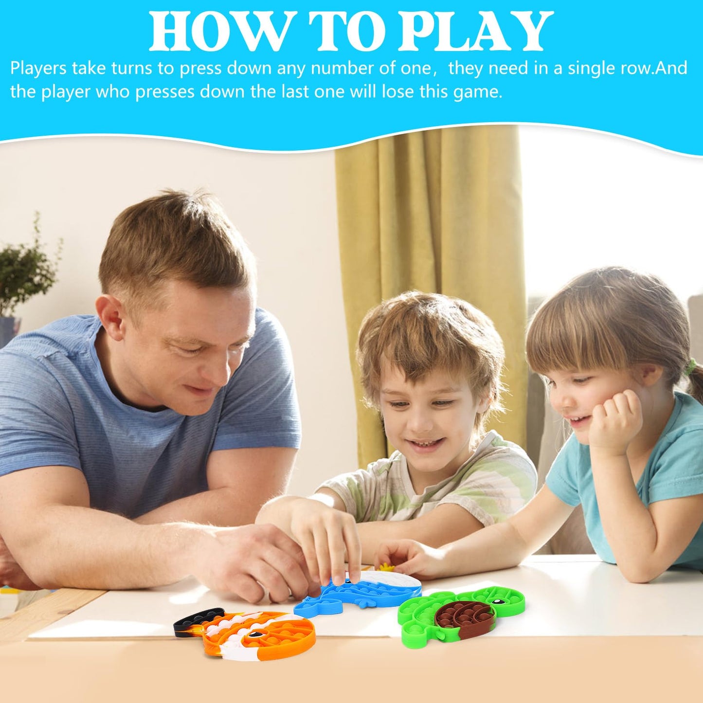 3 PCS Ocean Animal Fidget Toys for Kids, Marine Push Bubble Fidget Toys, Silicone Squeeze Sensory Toys, Stress Relief Toy for Kids Adults School Classroom Gift Party Favors