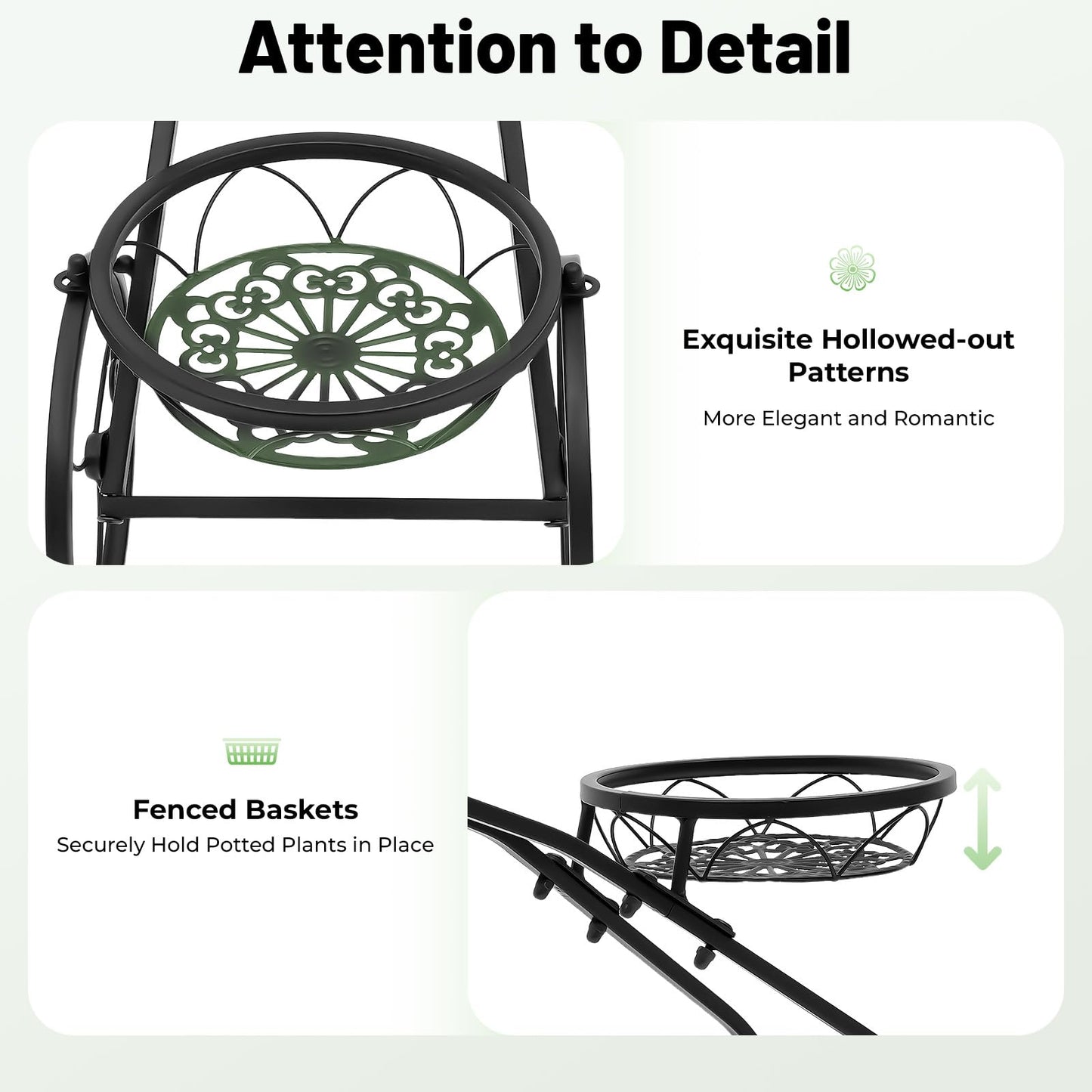 Nwkxnrt Bike Planters for Outdoor Plants 3-Tier Flower Cart Display Stand – Set Includes an Openwork Flower Basket and Casters, Suitable for Decorating Gardens, Patios, and Lawns