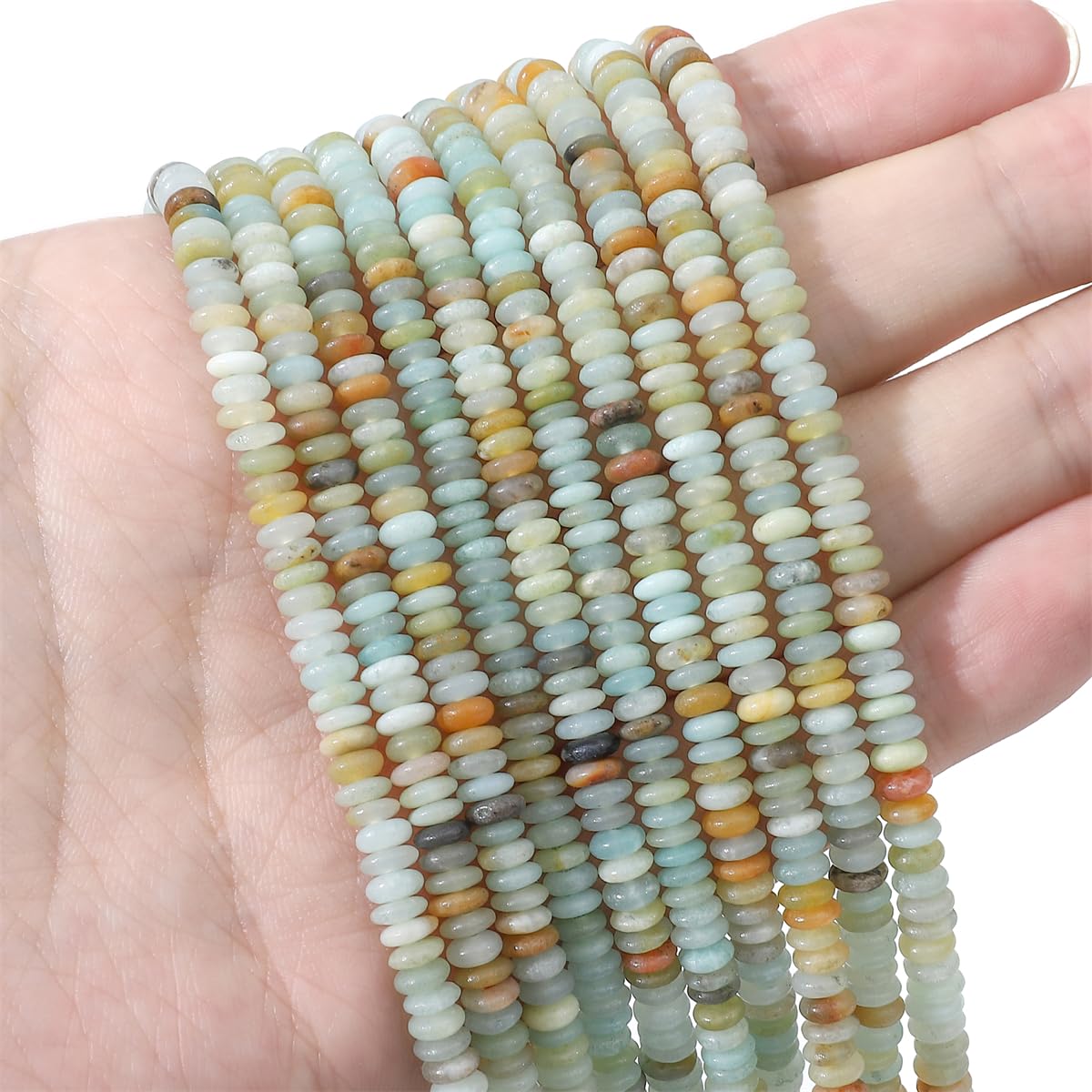 BEADIA Natural Amazonite Disk Stone Beads 4x2mm 160pcs Rondelle Loose Semi Gemstone Beads for Jewelry Making Design
