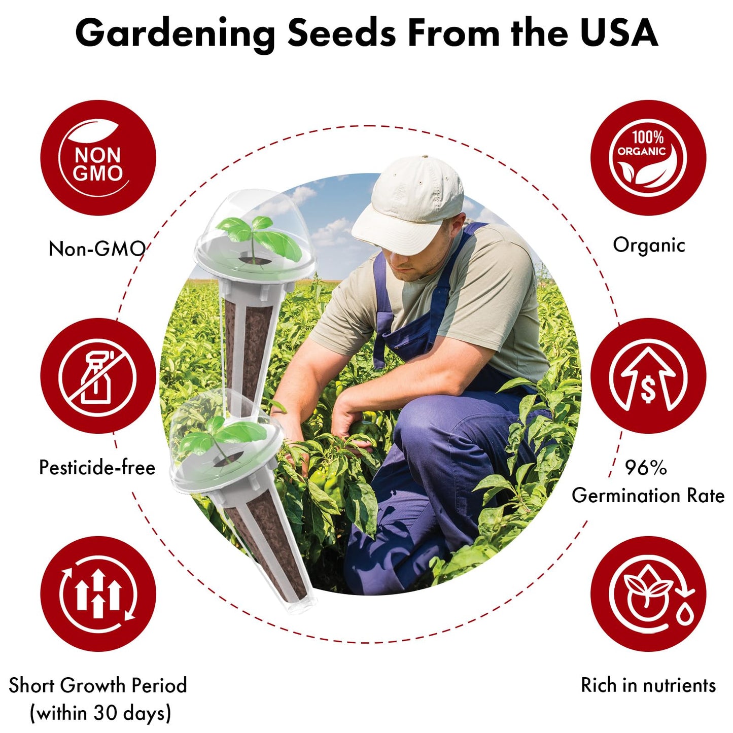 Strawberry Seed Pods for AeroGarden, Ahopegarden, iDOO Hydroponics Growing System, 350 Seeds+ Germination Including Red Cherry Tomato Golden Cherry Tomato, White Strawberry, Red Strawberry (7-Pods)