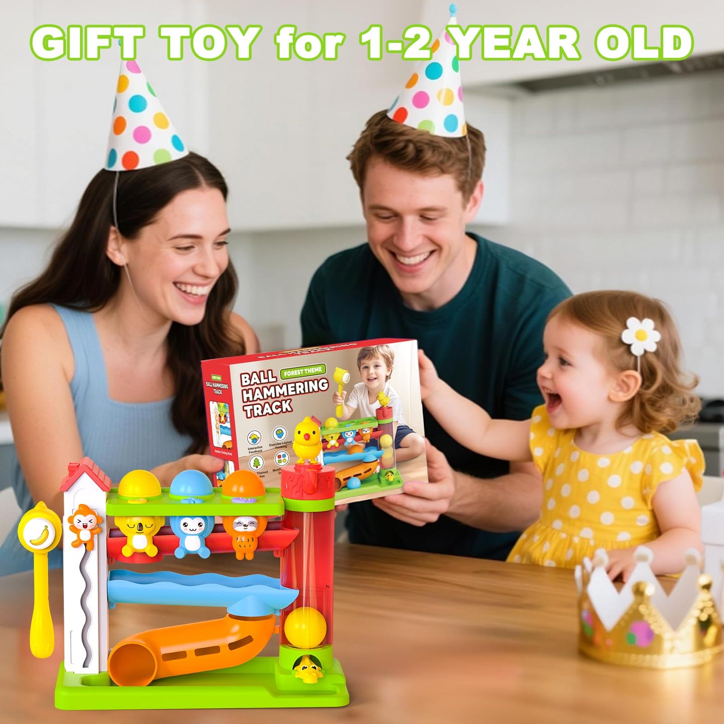 Ussybaby Toddler Musical Toys for 1+ Years Old Boy,Motor Skills Developmental Baby Toy 12-18 Months,Bilingual Toddler Learning Ball Drop Toy， Birthday Gift Toys for 1 2 Year Old Boys & Girls(Green)