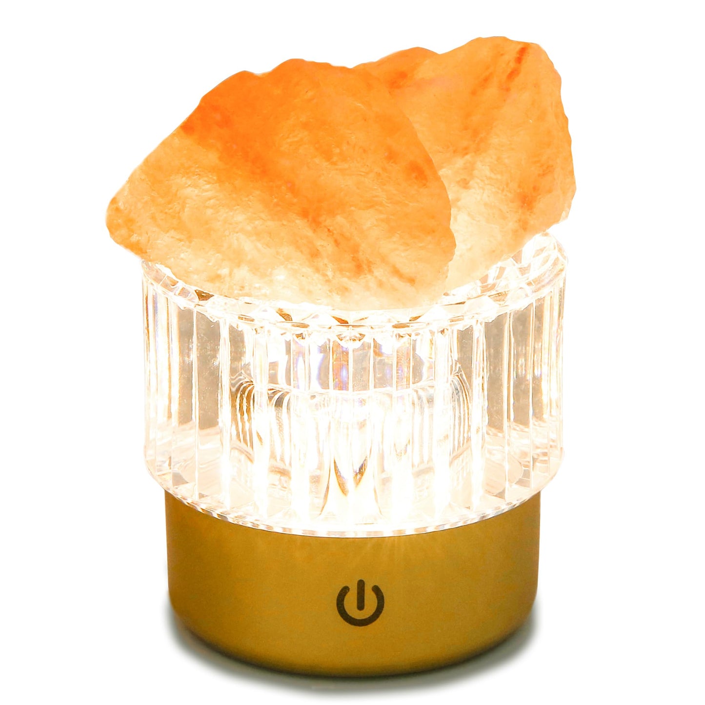 MYDAYS&DESIGN Salt Lamp Natural Pink Crystal Himalayan Salt Rocks, LED Light Dimmer with 3 Levels Cordless, Crystal Lamp Night Light Rechargeable for Room Home Decor Relaxation Ambiance (Orange)