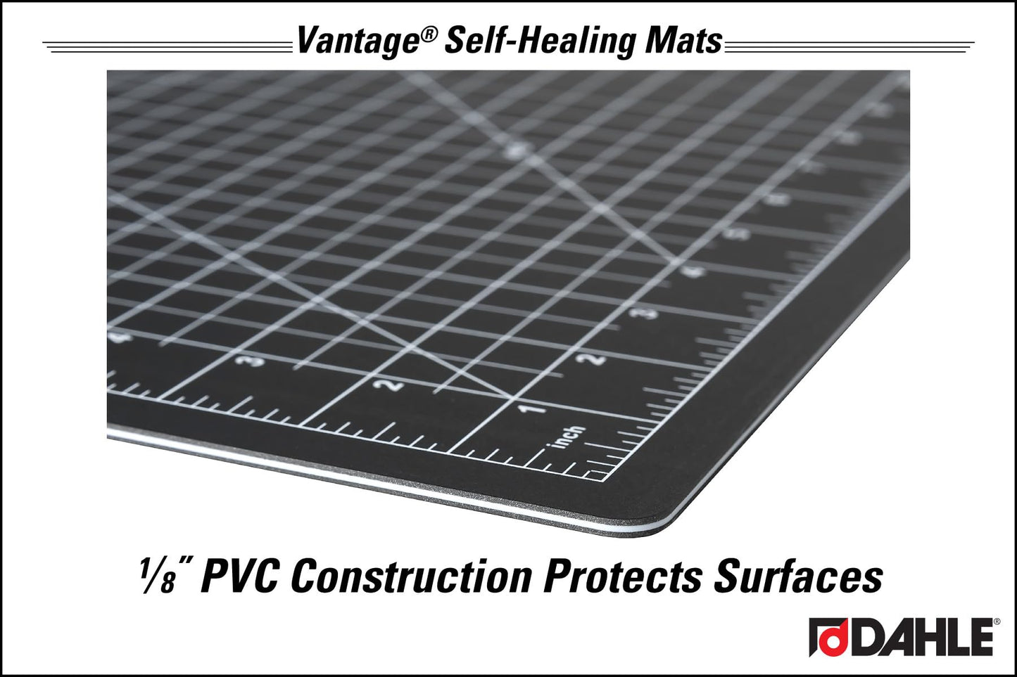 Dahle Vantage 10671 Premium Self-Healing Cutting Mat, 12"x18", 1/2" Grid, 5 Layers for Max Healing, Perfect for Crafts & Sewing, Black