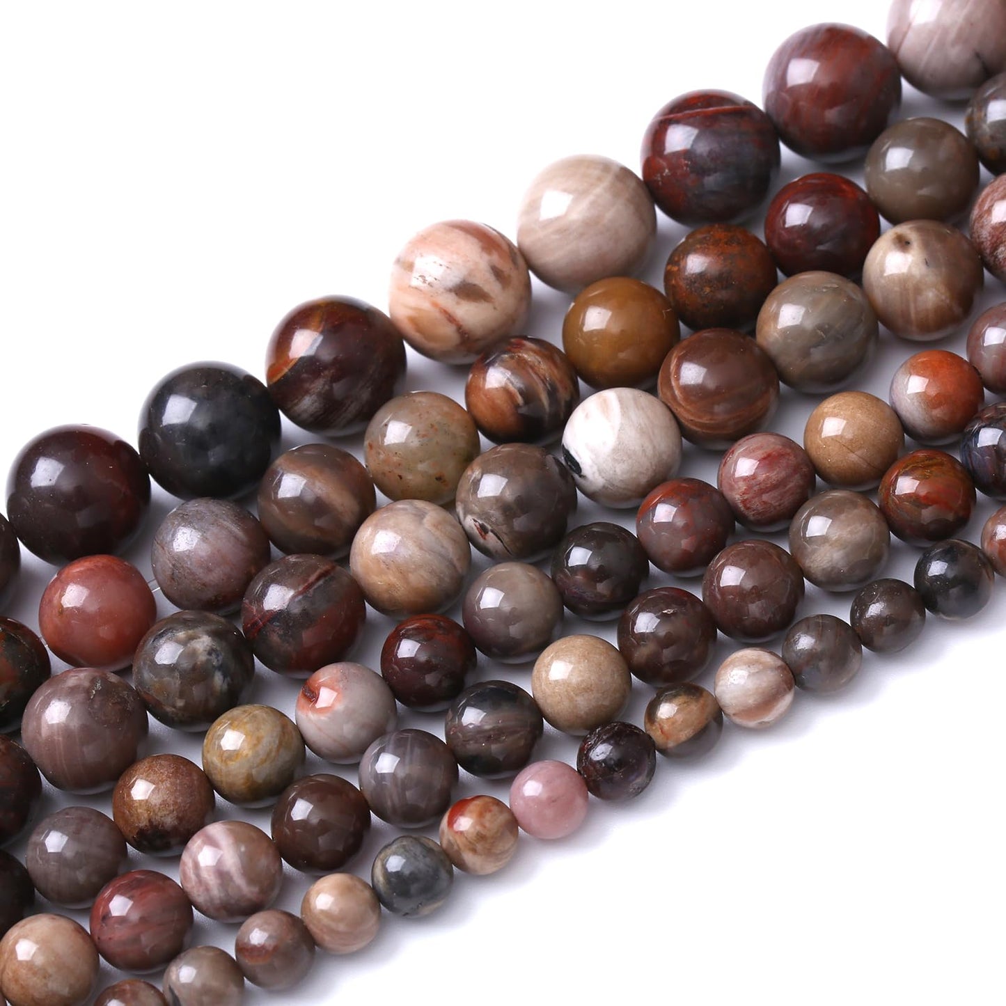 45pcs 8mm Natural Wooden Petrified Jade Agate Gemstone Beads Round Loose Spacer Beads for Jewelry Making DIY Bracelet Necklace 1 Strand 15inch