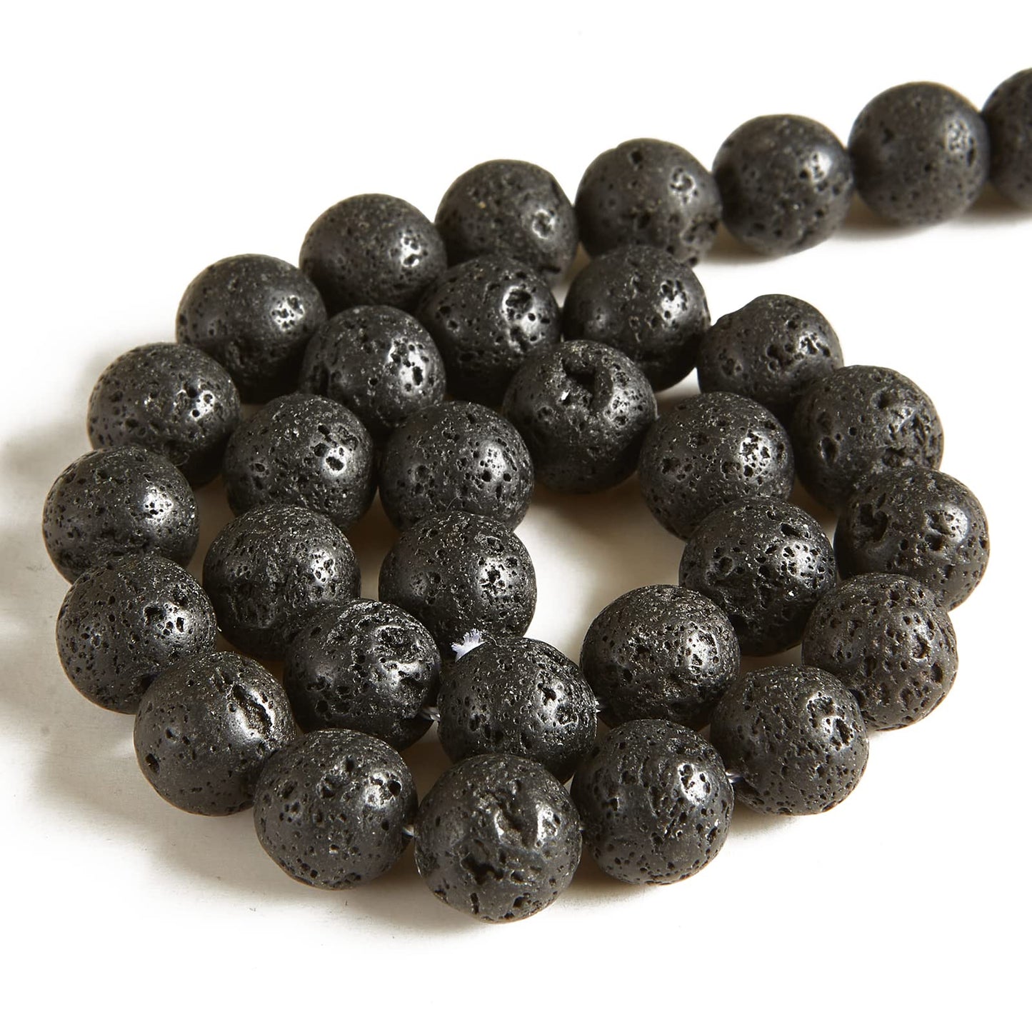 100pcs 8mm Black Lava Beads Natural Gemstone Beads Round Loose Beads for Jewelry Making