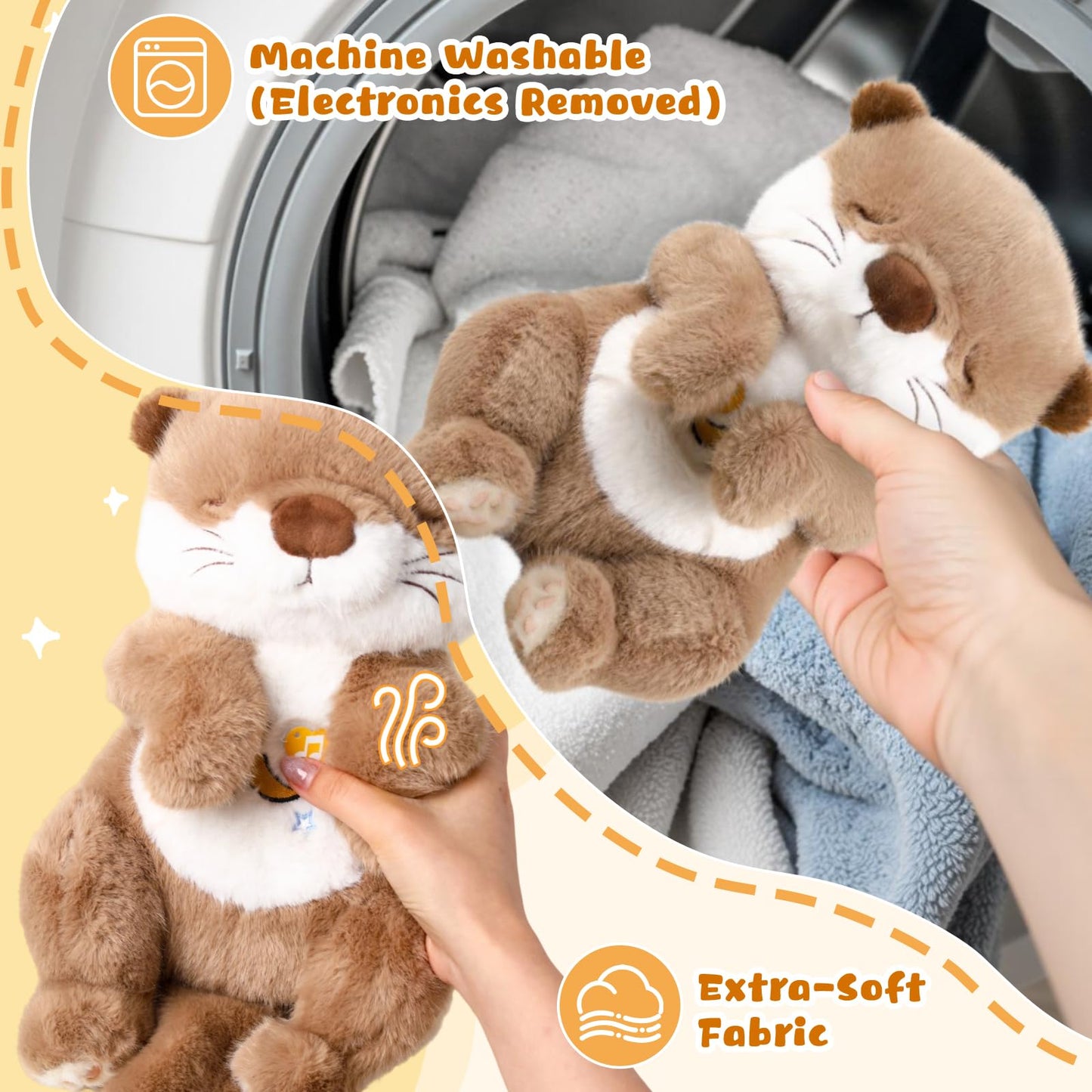 LLUKEME Baby Comfort Otter Breathing Stuffed Animal Buddy-Fur Real Pets Plush Sound Machine with Music, Warm Lights, Peaceful Moments for Kids & Adult | Peluche Que Respira