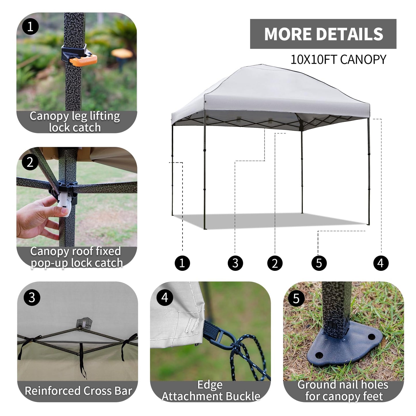 10x10 Pop Up Canopy Tent with 2 Sidewalls, Easy Up Canopy Outdoor Party Sun Shade Tent Portable Gazebo for Beach Camping Events with Carry Bag and 4 Sand Bags