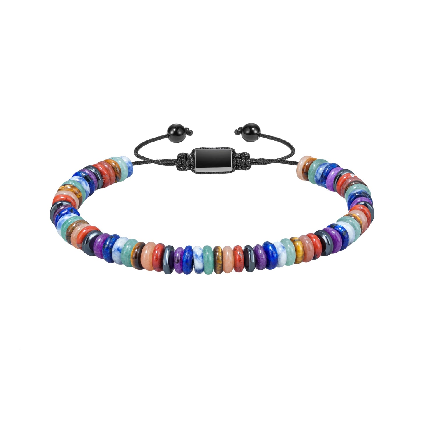 HXNIBATSAR Boho Style Natural Stone Beaded Bracelets for Men Women, Adjustable Healing Crystal Bracelets for Anxiety Relief, Unique Gifts for Him Her (Rainbow Aura)