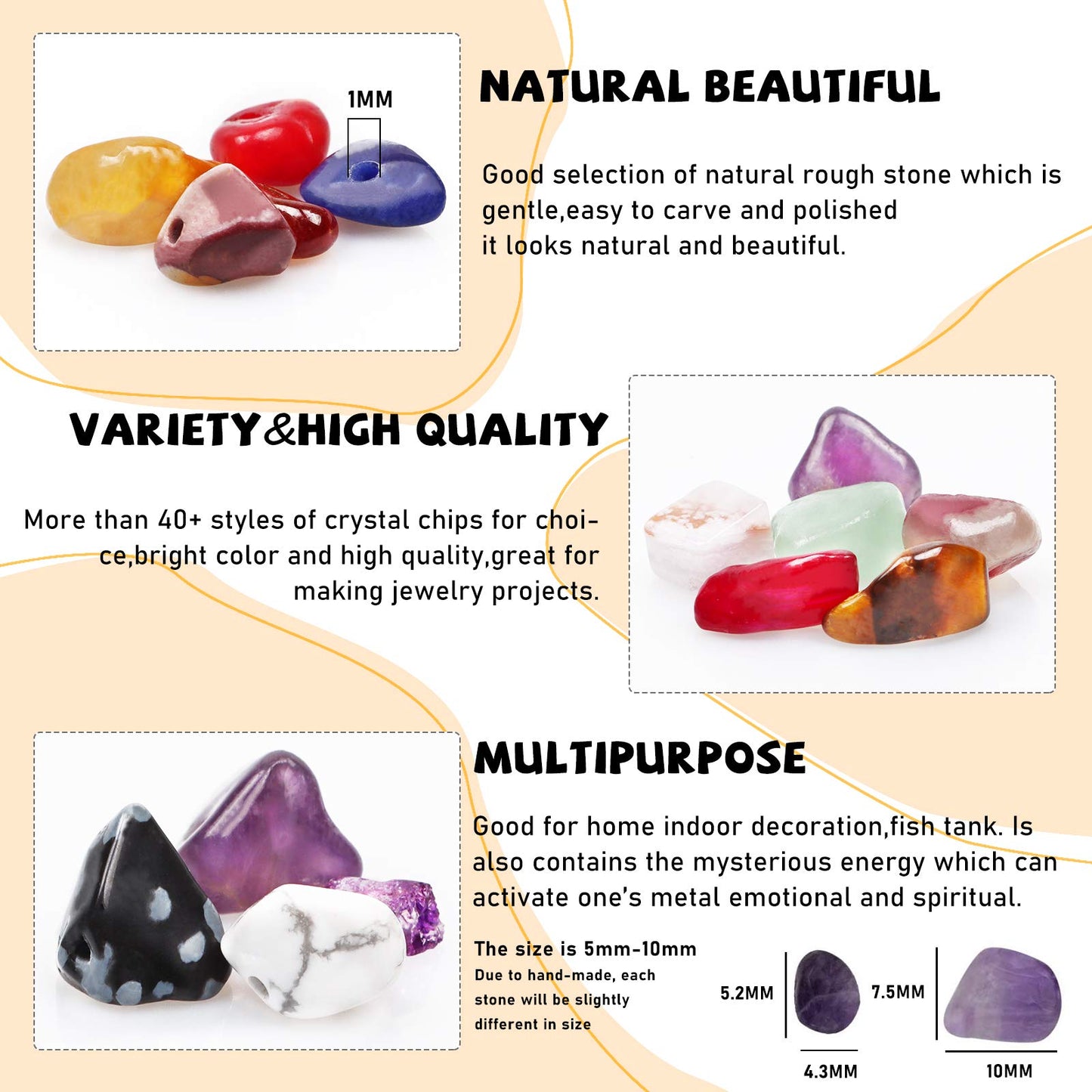 500 pcs Natural Chip Stone Beads, Red Agate 5-8 mm Irregular Gemstones Healing Crystal Loose Rocks Bead Hole Drilled for Jewelry Making Bracelet