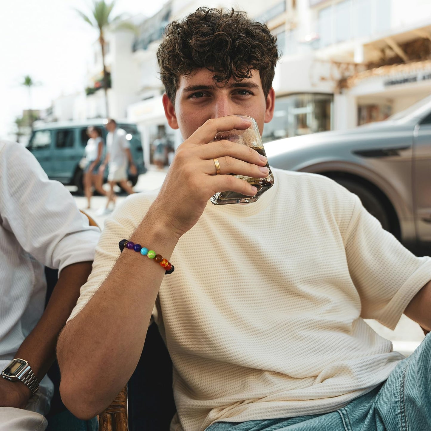 Giovanchi Lava Rock Chakra Bracelets for Women Natural Healing Stones Yoga Stretch Elastic Crystal Healing Bracelet for Women Spiritual Bracelets for Woman Meditation Relax Anxiety
