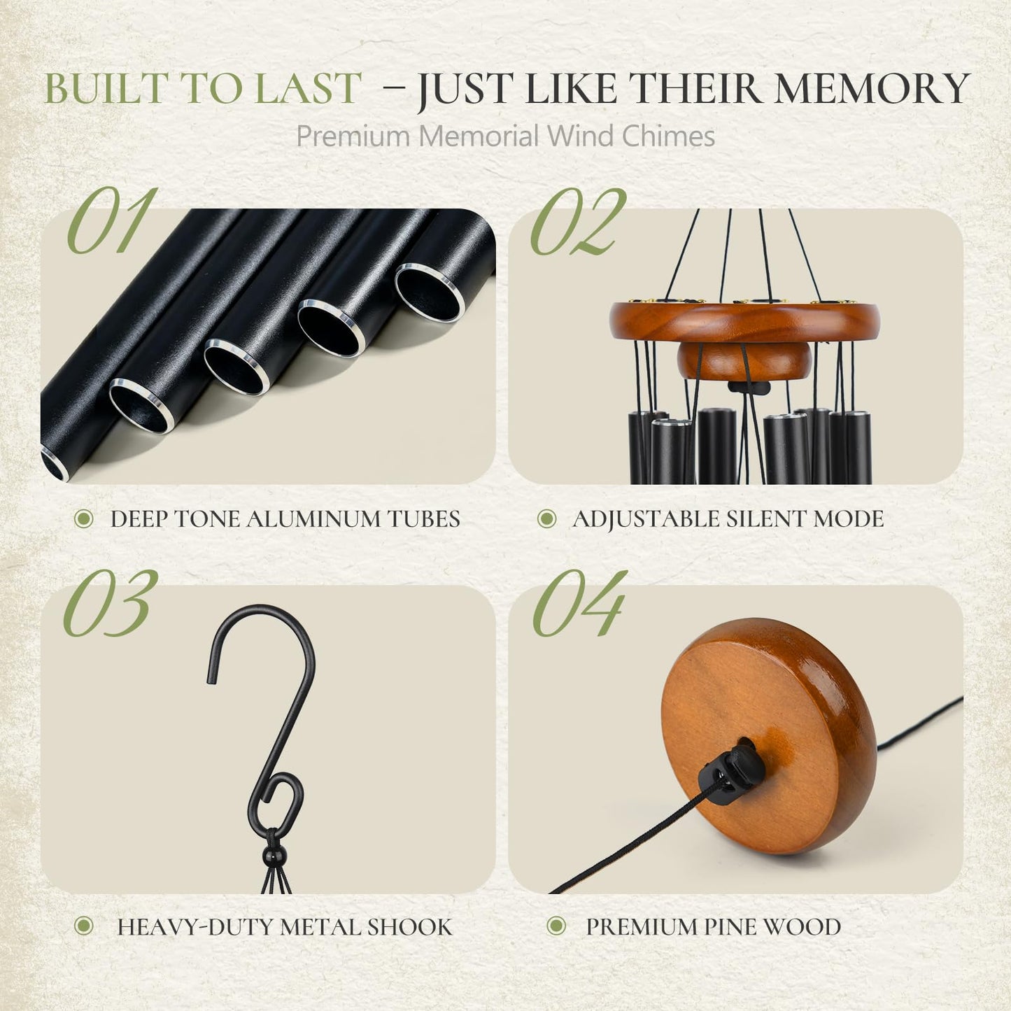EXQUIVERA Wind Chimes for Loss of Loved One, Memorial Wind Chimes 32", Sympathy Wind Chimes in Memory, Deep Tone Outdoor Bereavement Condolence Gift for Mom Dad, Garden Decor