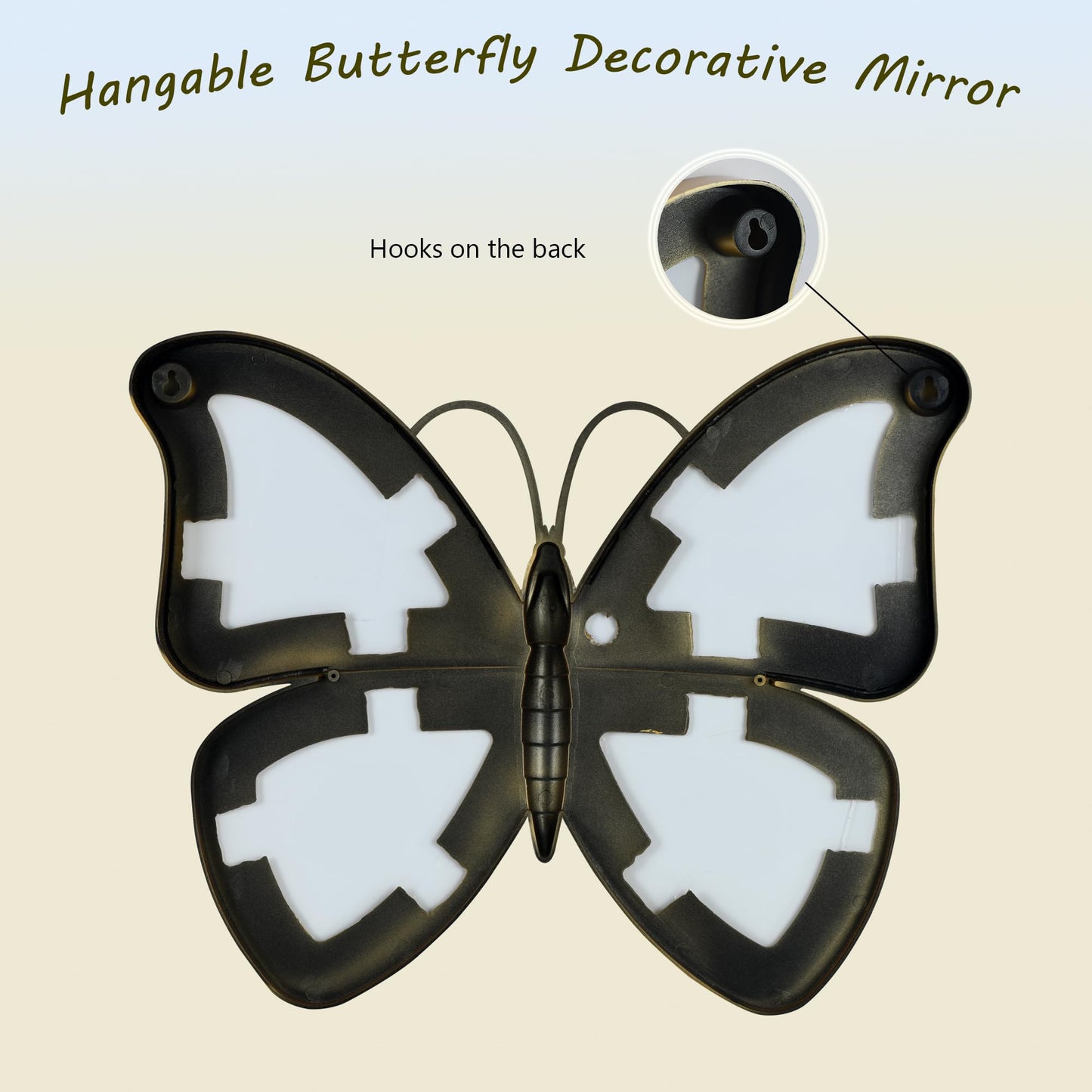 Wartter Decorative Butterfly Wall Mirror with Gold Plastic Frame (14.5x11.8inch)