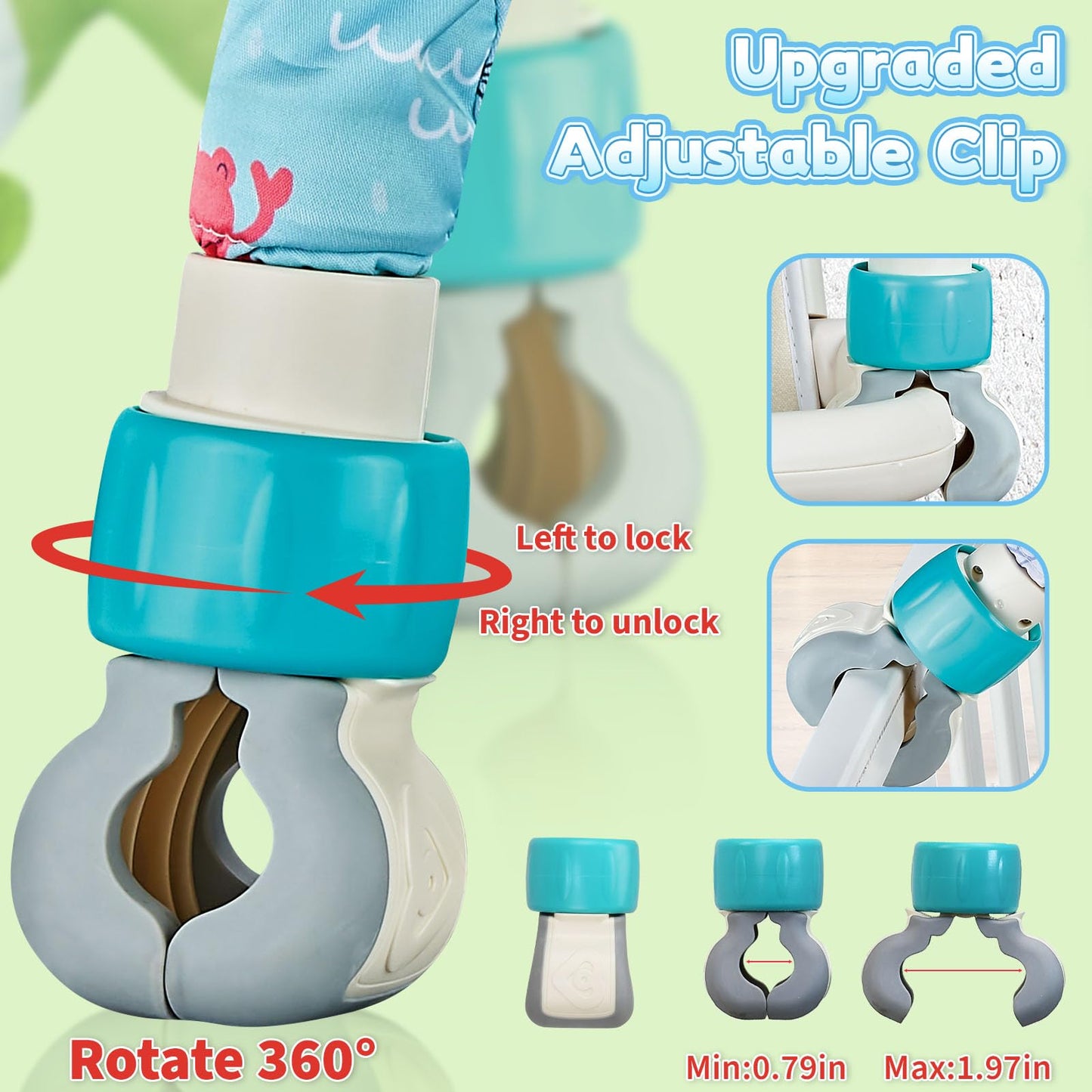 ZFSZSY Baby Mobile for Crib, Stroller Crib Mobiles, Car Seat Arch Arm Toys Hanging Bar Attachments for Infants 0-6 6-12 Months, Bassinets Nursery Portable Mobile Pack and Play Boys Girls Clip On
