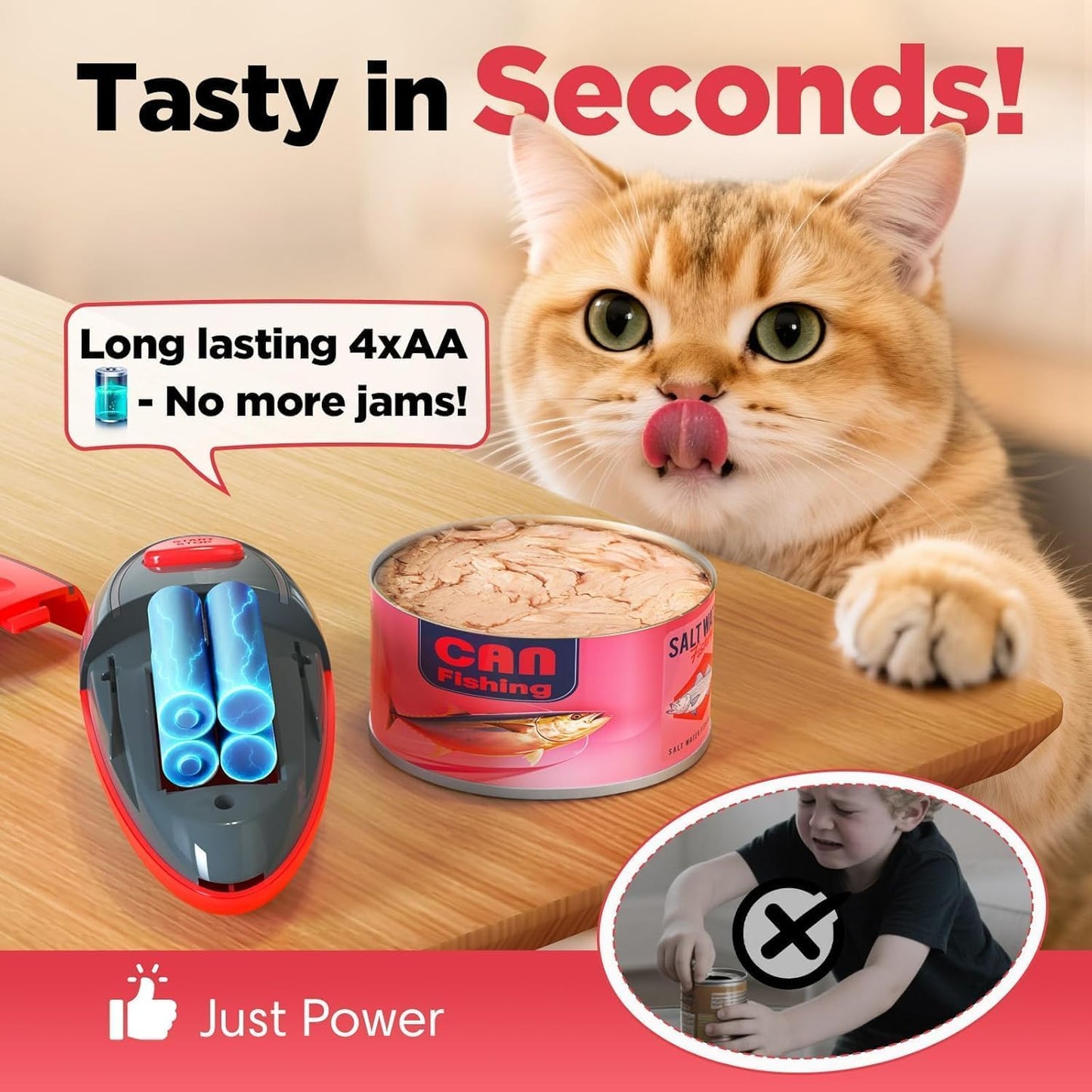 One Touch Electric Can Opener Fits Almost All Can Sizes for Seniors with Arthritis, Hand Held Battery Operated Can Opener with Smooth Edge, Food Safe Kitchen Gadgets Automatic Can Opener for Kitchen